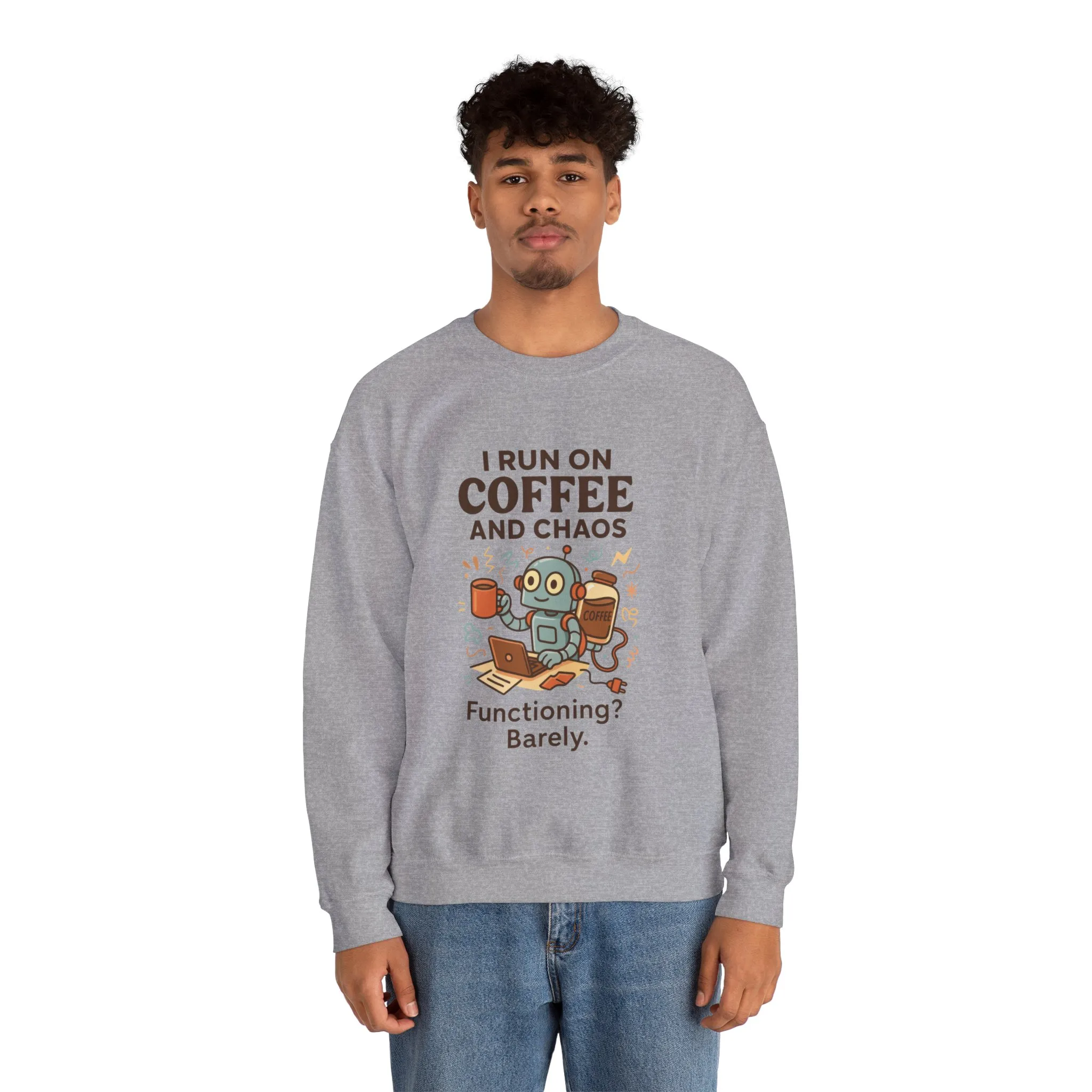 Coffee and Chaos Crewneck Sweatshirt, Funny Sweatshirt for Coffee Lovers, Unisex Gift, Cozy Everyday Wear, Ideal for Holidays - Image 7