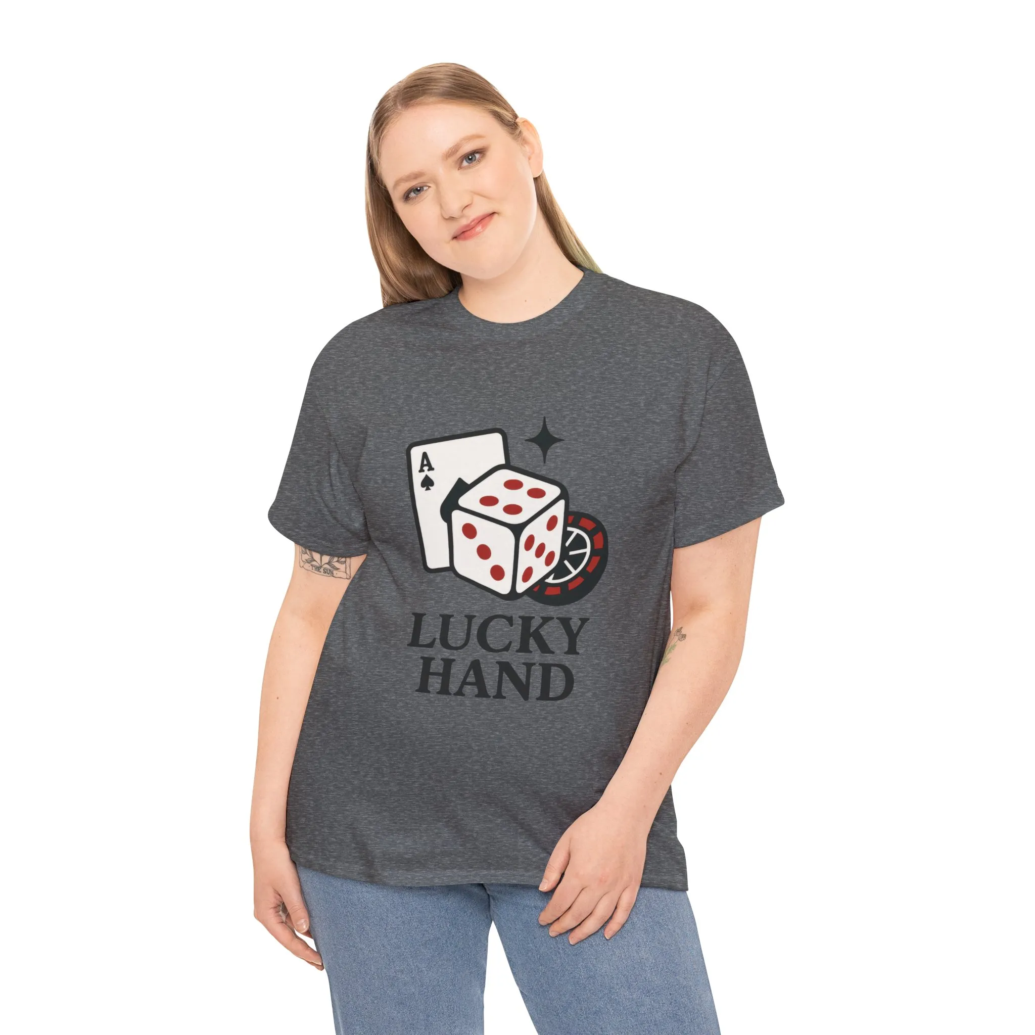 Lucky Hand Unisex Heavy Cotton Tee, Gambling Shirt, Casino Wear, Good Luck Gift, Poker T-Shirt, Casual Vintage Style - Image 7