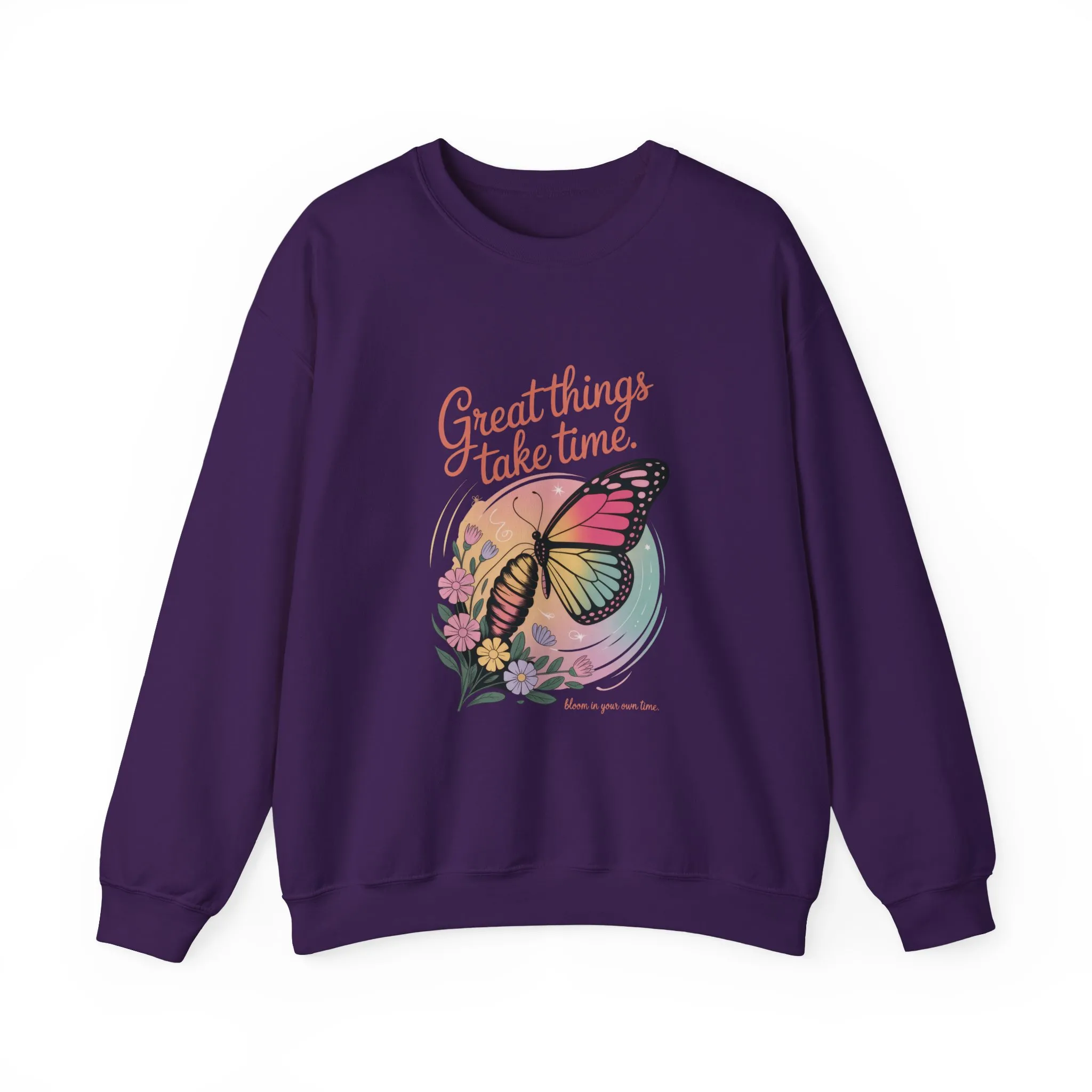 Inspirational Butterfly Sweatshirt - Great Things Take Time, Cozy Unisex Crewneck, Perfect Gift for Nature Lovers, Relaxed Style, [...] - Image 22