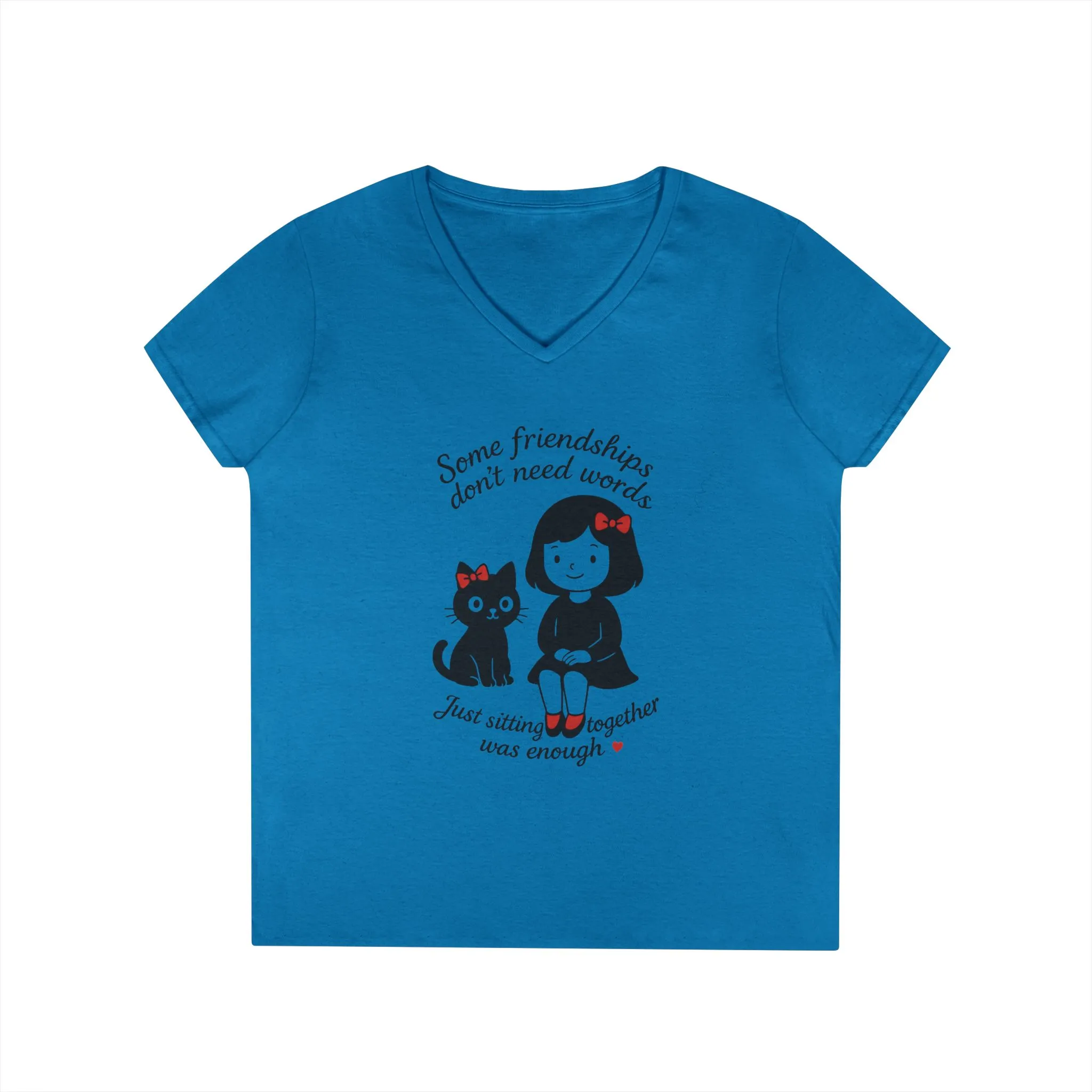 Cat Lover Girls' V-Neck T-Shirt, Gift for Birthday, Cat Lover T-Shirt, Cat Mom Gift - Image 10