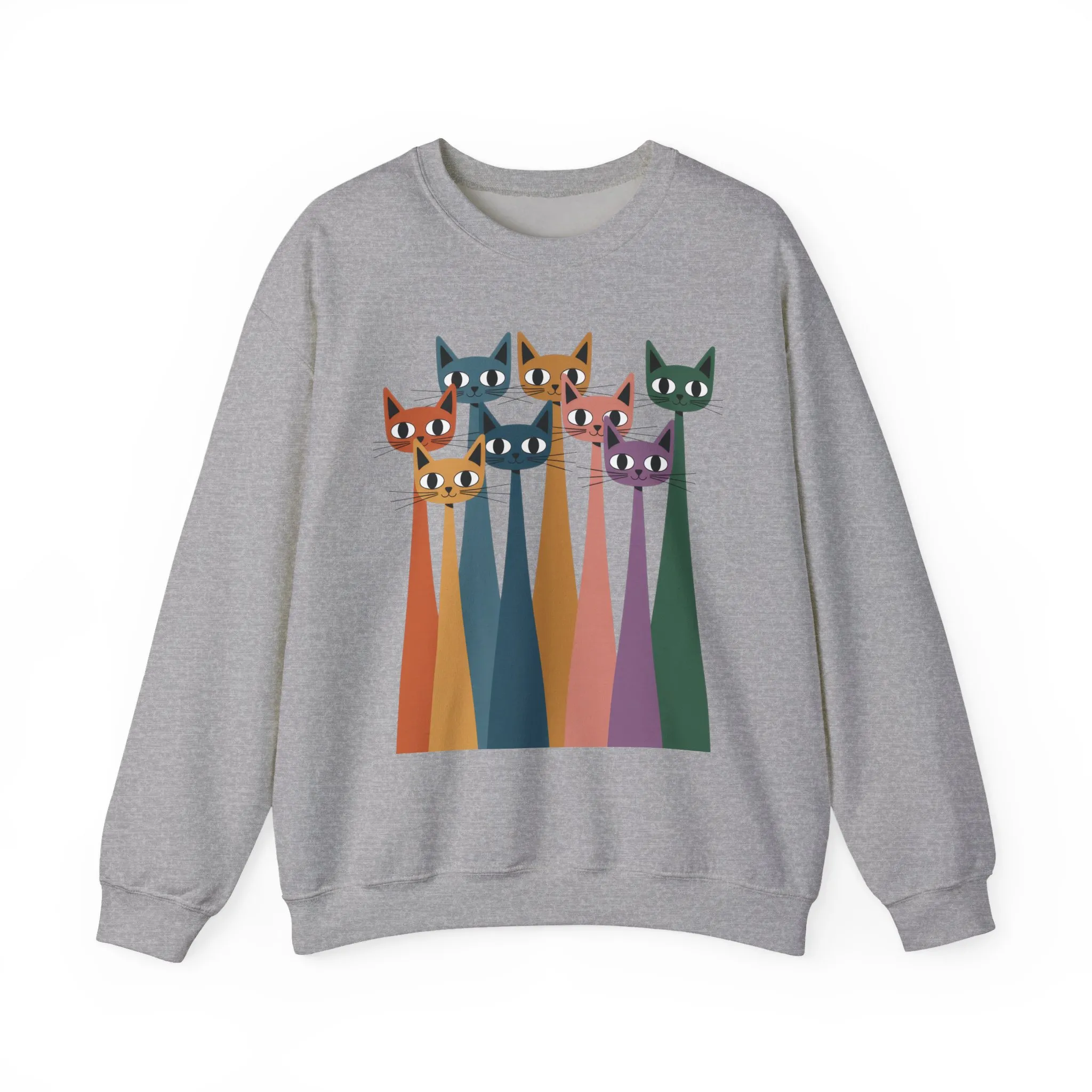 Colorful Cat Sweatshirt, Cozy Crewneck, Cat Lover Gift, Womens Sweatshirt, Cute Animal Apparel, Fun Gift for Cat Owners - Image 7