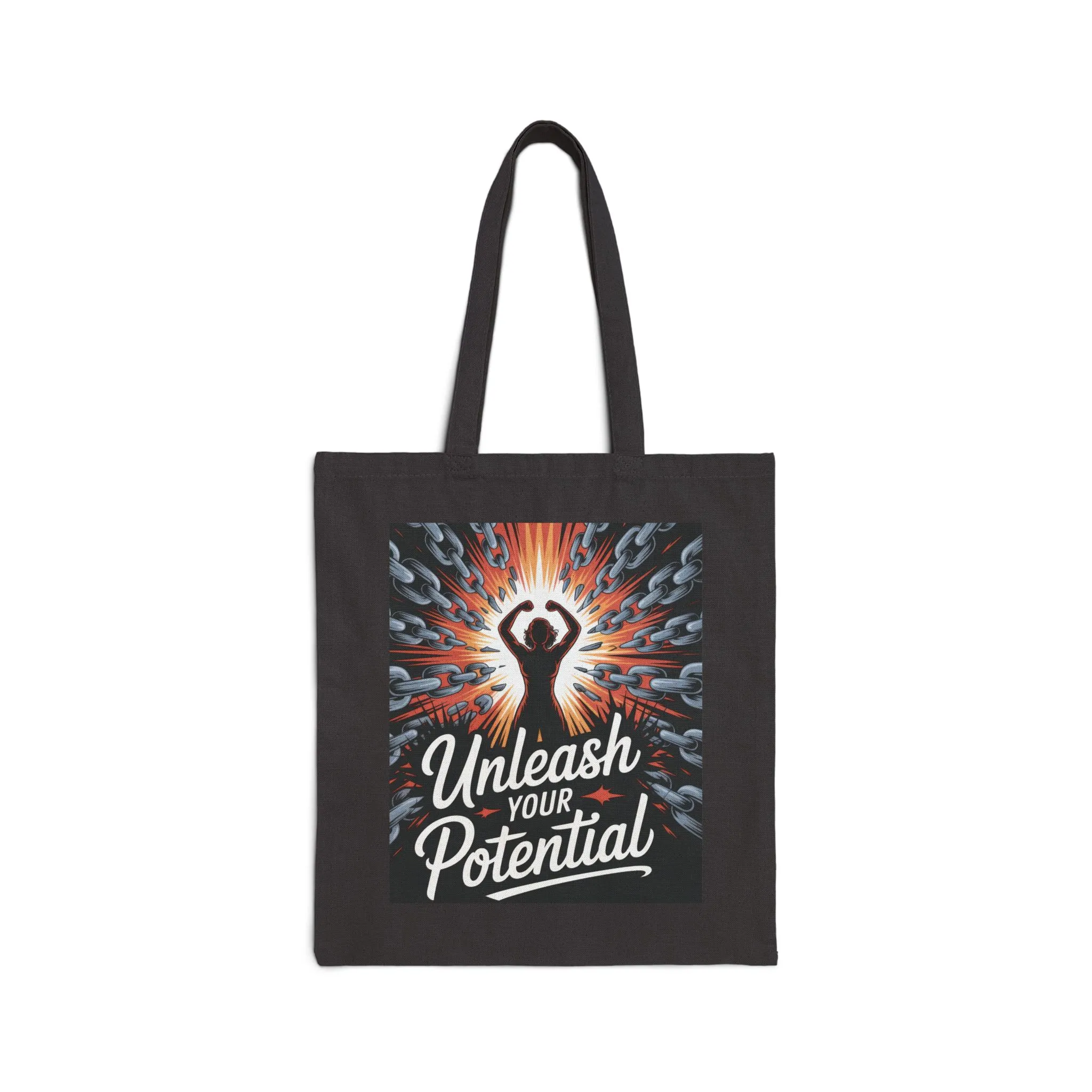 Unleash Your Potential Tote Bag, Motivational Empowerment Canvas Bag with Strong Woman & Chains Design, Fitness & Feminist Gift - Image 8