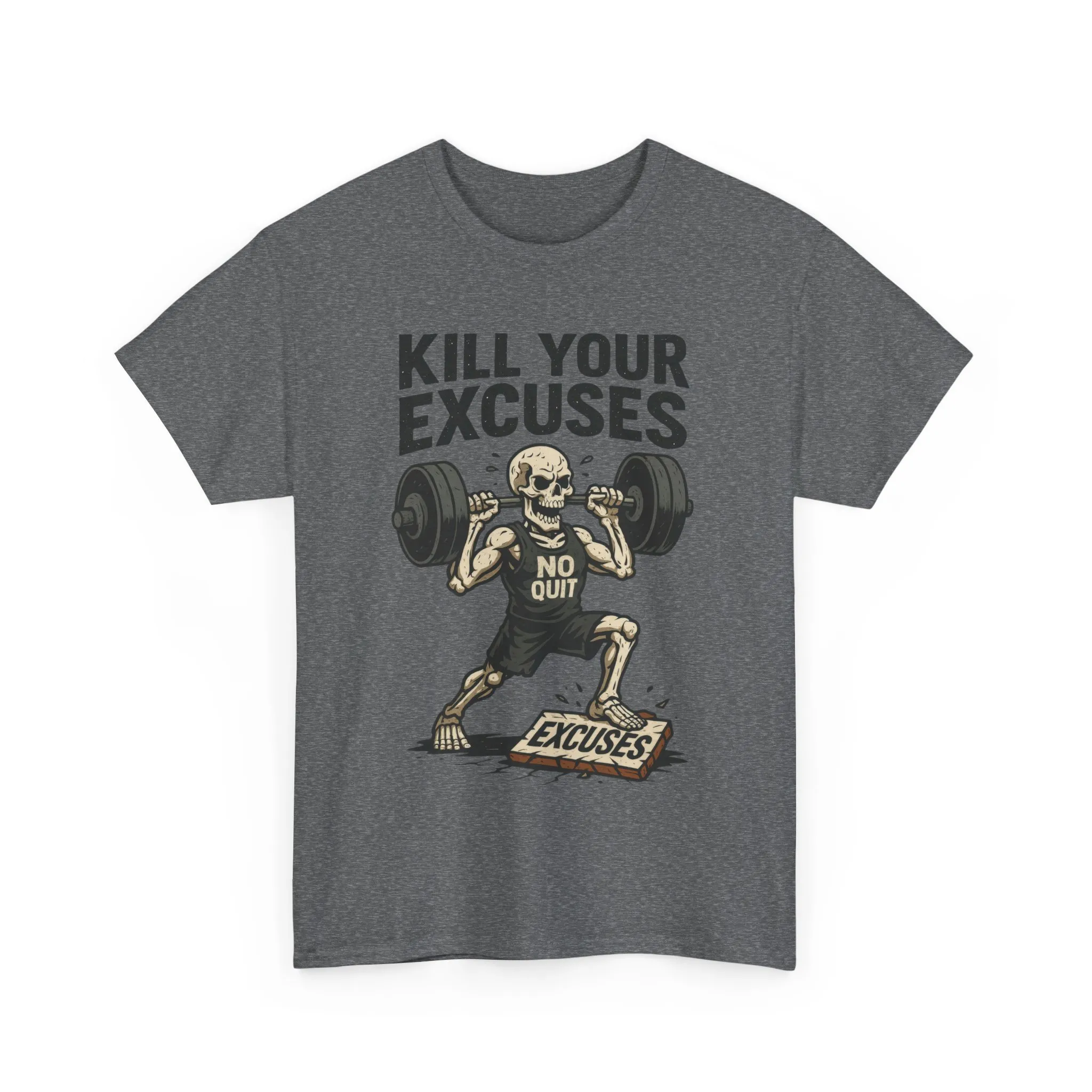 Kill Your Excuses Shirt, No Quit Skeleton Gym Tee for Men, Motivational Fitness T-Shirt, Workout Gift, Gym Apparel - Image 19