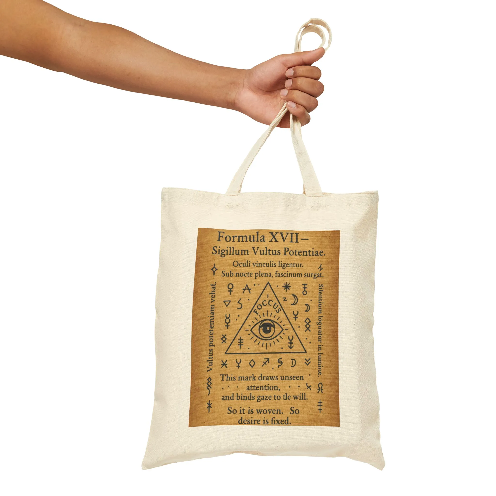 Sigil of Focus and Power Tote Bag, Mystic Eye in Triangle, Attention Drawing Symbol, Witchy Canvas Bag, Occult Gaze Charm - Image 4