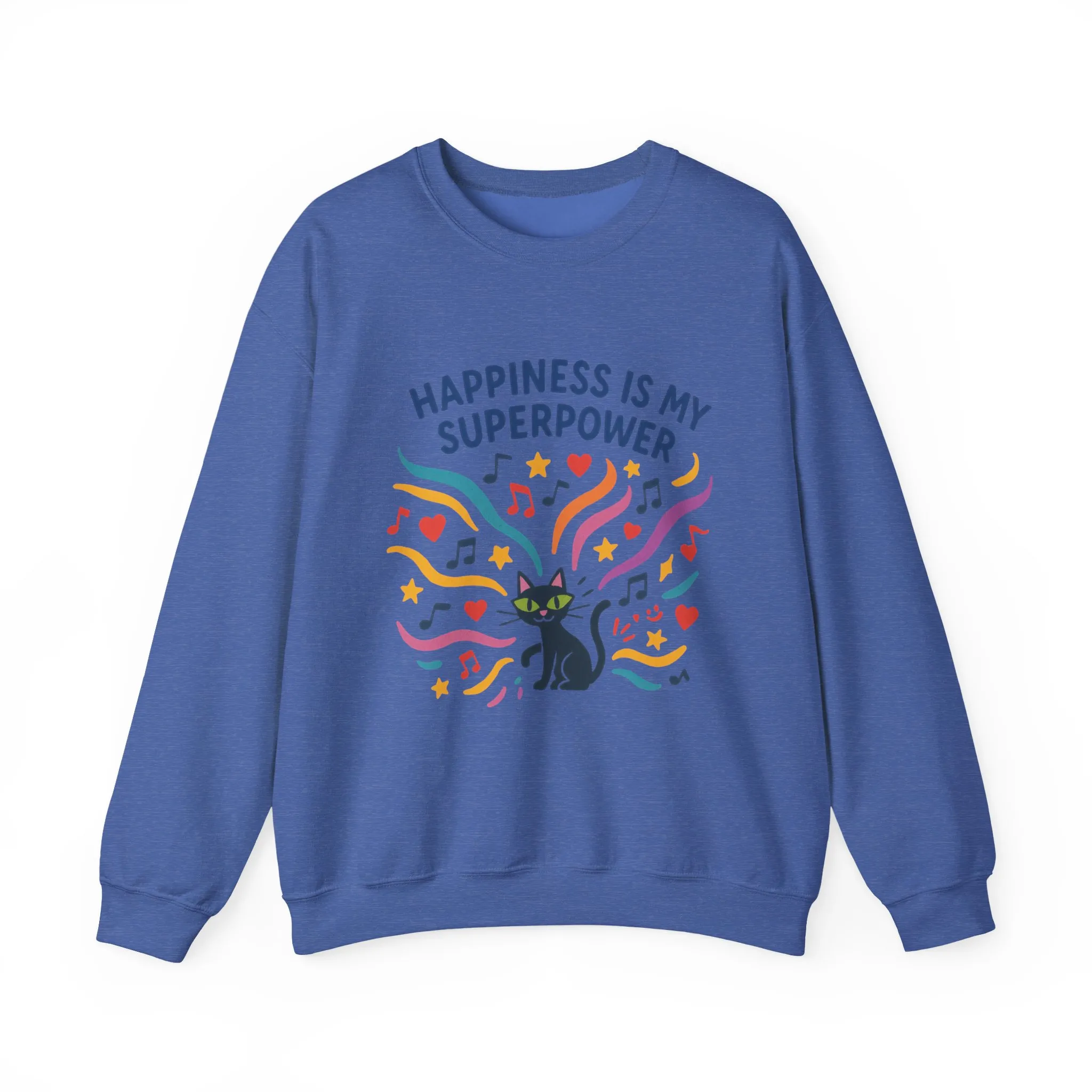 Playful Cat Crewneck Sweatshirt, Happiness is My Superpower, Cozy Sweatshirt, Gift for Cat Lovers, Fun Casual Style, Unique Animal Design - Image 19