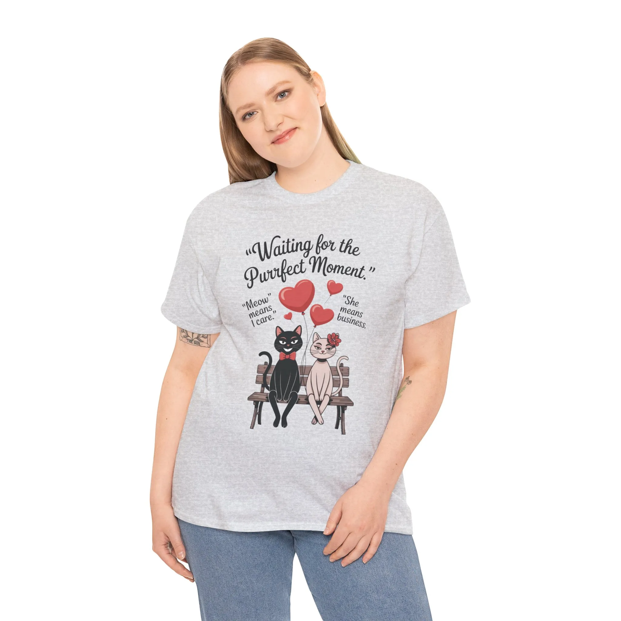 Cute Cat Lovers Tee, Unisex Heavy Cotton Tee for Pet Owners, Funny Cat Shirt, Gift for Cat Lovers, Casual T-Shirt, Animal Art Tee - Image 33