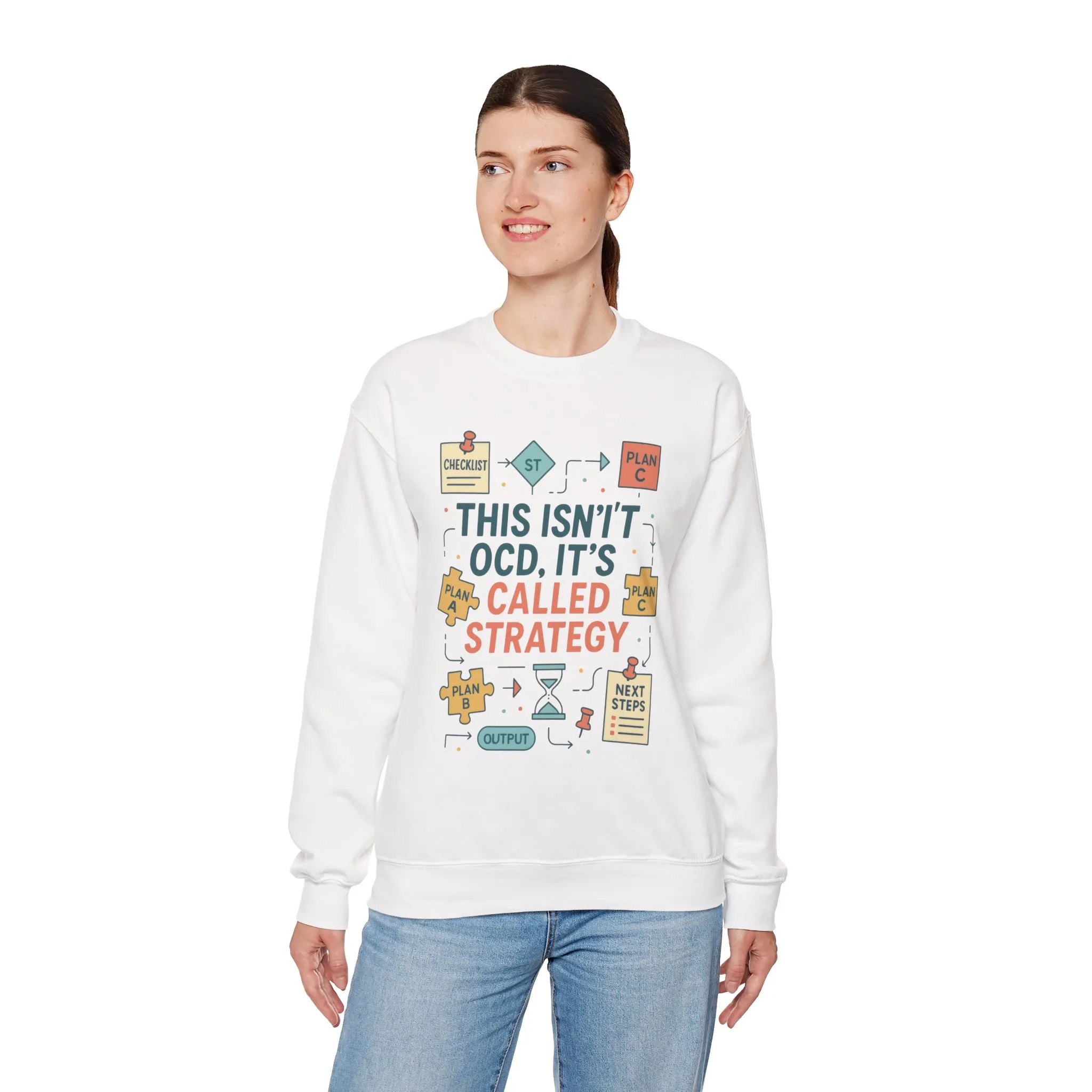 Funny Womens Planning Sweatshirt, This Isnt OCD Its Called Strategy, Sarcastic Organizer Pullover for Her, Strategy Sweatshirt - Image 6