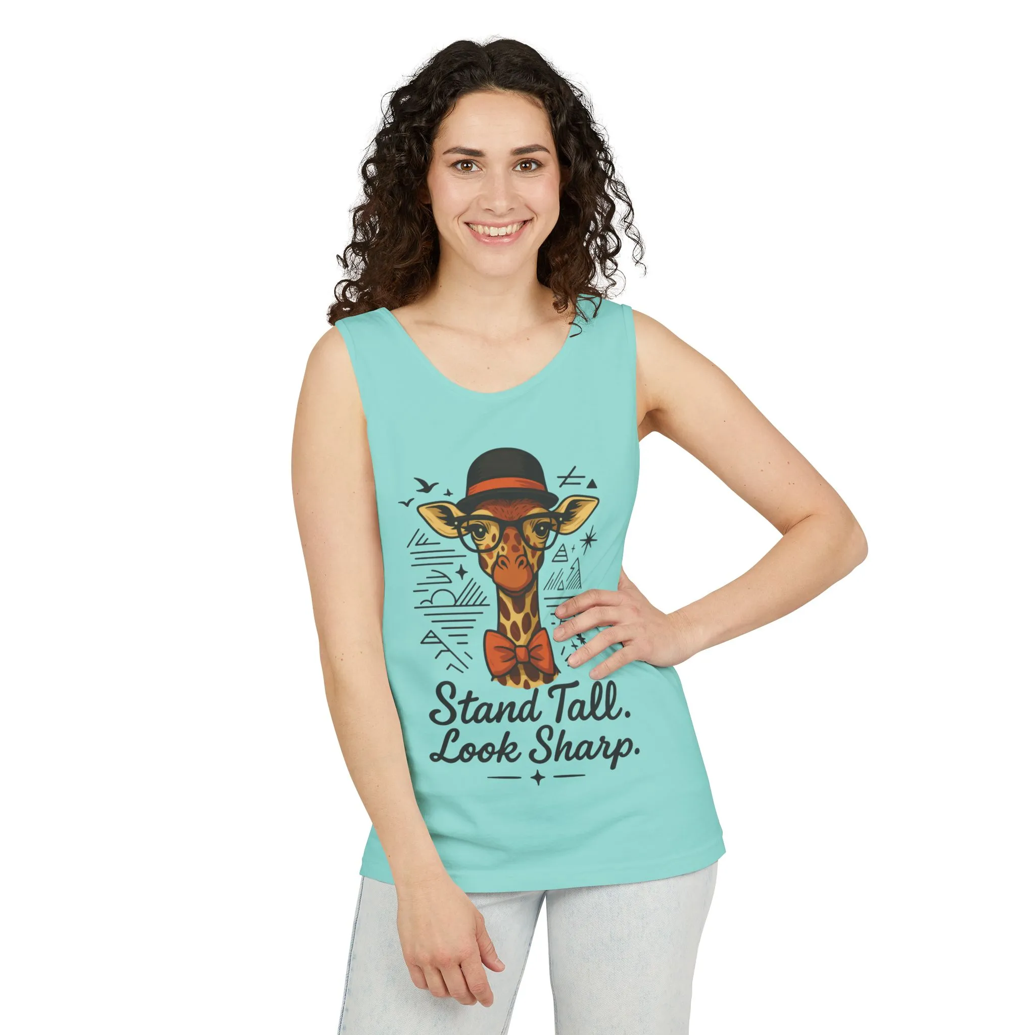 Giraffe Inspirational Tank Top, Stand Tall Look Sharp Shirt, Unisex Summer Apparel, Cute Animal Gift, Zoo Lover's Fashion - Image 38