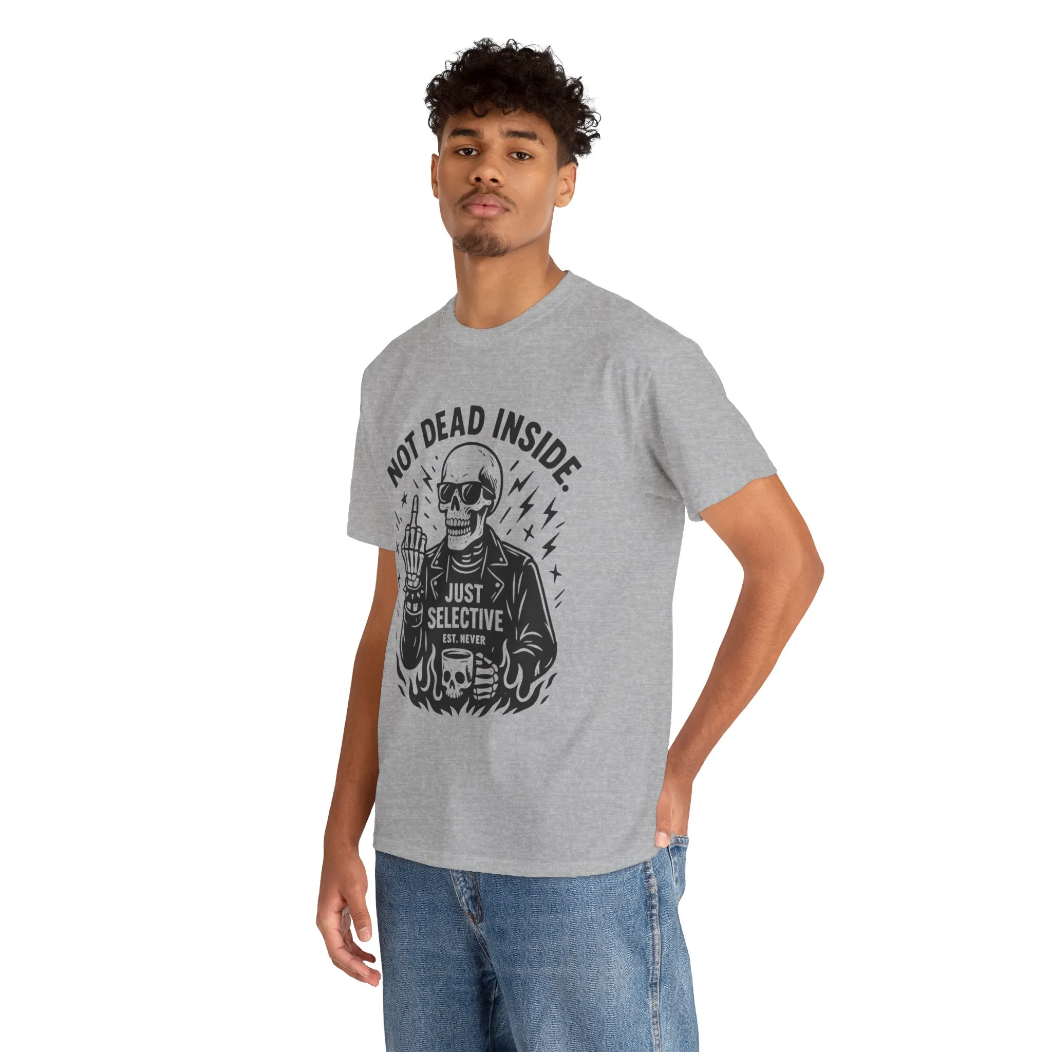 Mens Dark Humor Graphic Shirt, Not Dead Inside, Funny Graphic Shirt for Casual Wear, Gifts for Him, Halloween, Occasions, Funny Skeleton Tee - Image 9