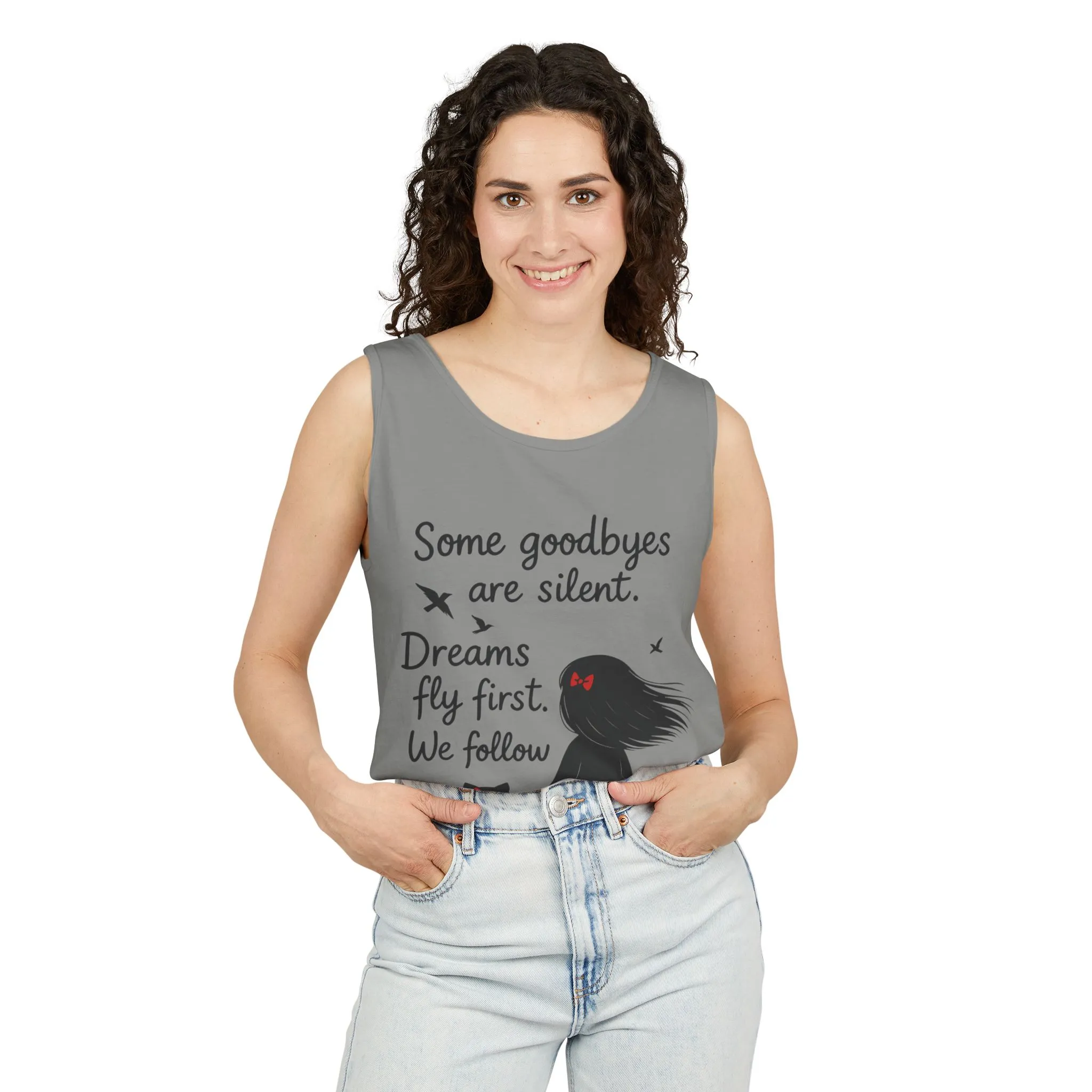 Minimalist Tank Top, Womens Tank, Girl & Cat Art Print, Emotional Lightweight Summer Shirt, Inspirational Apparel, Cat Lover Gift - Image 17