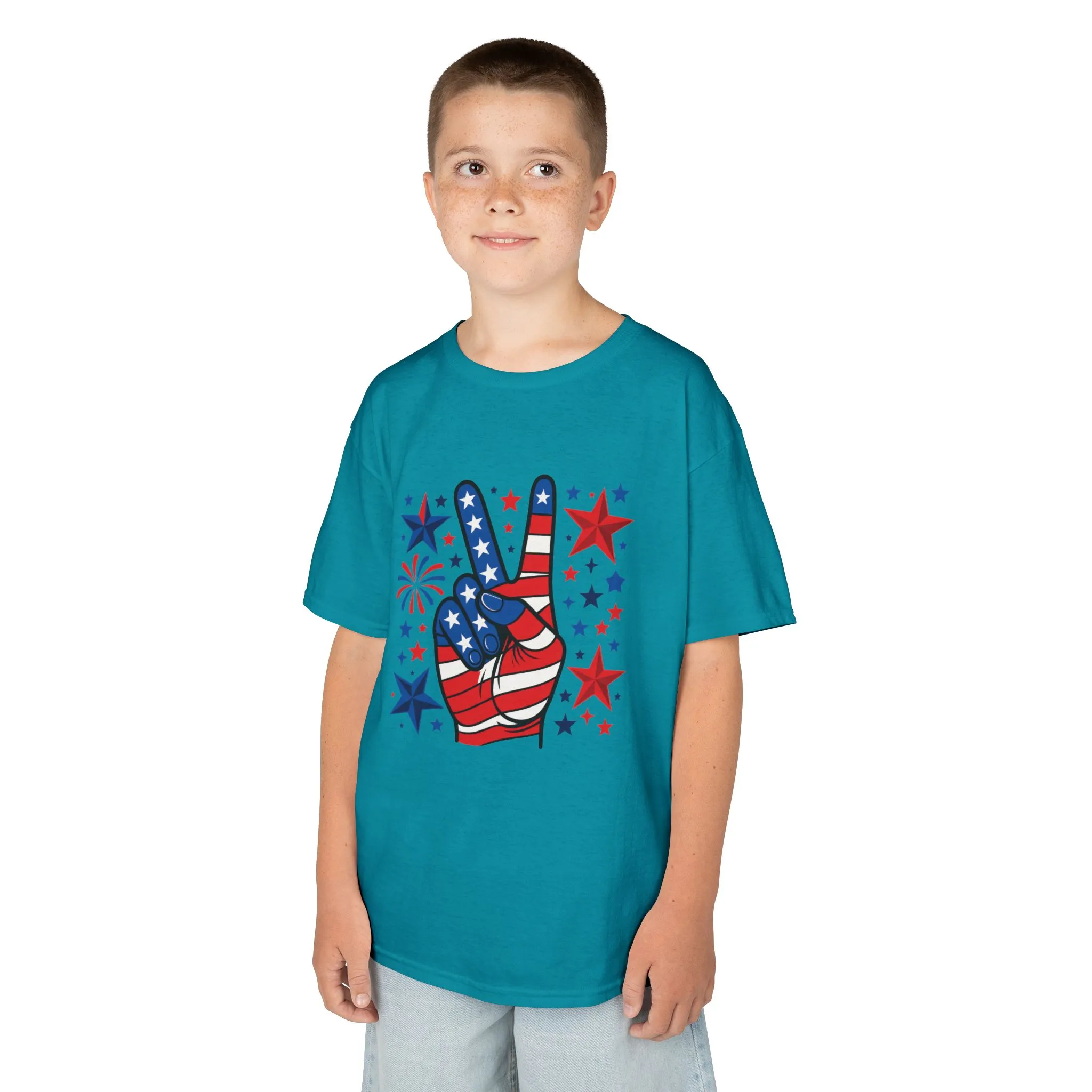 Kids Peace Sign Tee, Patriotic Children's T-Shirt, Americana Style Tee, July 4th Outfit, Independence Day Gift, Star-Spangled Shirt - Image 23