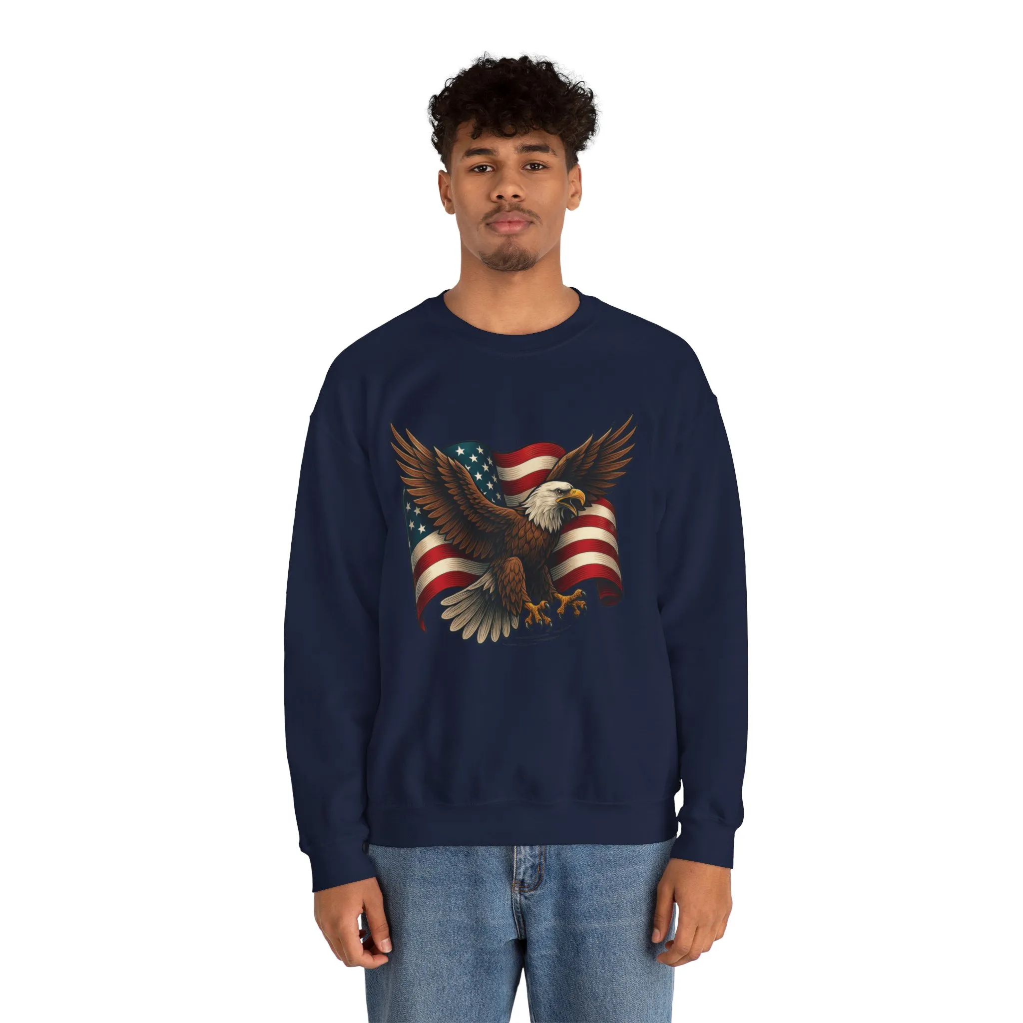 Patriotic Eagle Sweatshirt - Unisex Crewneck, USA Flag Apparel, Memorial Day, Veteran's Day, Independence Day, Gift for Patriots - Image 42