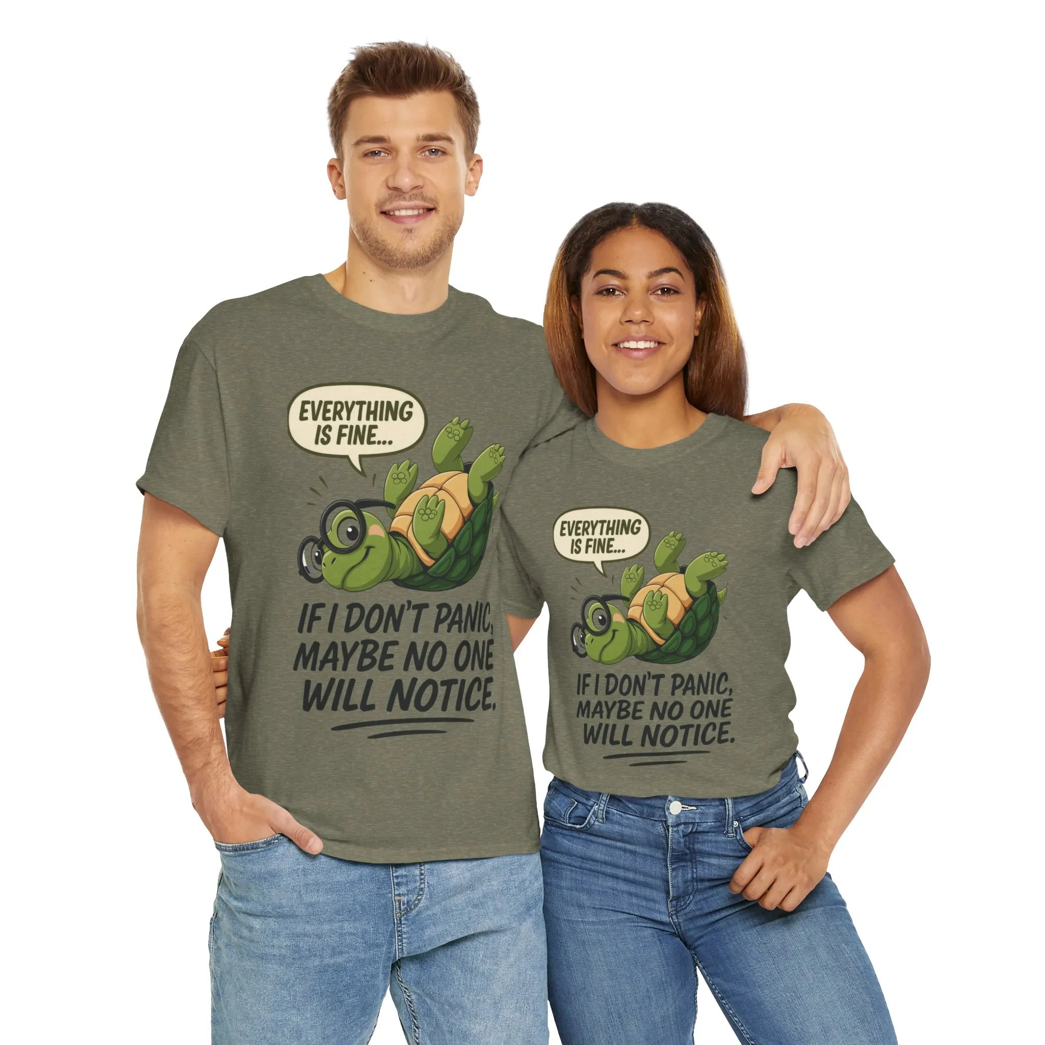 Everything is Fine Turtle Tee, Funny Unisex Cotton Tee, Cute Animal Shirt, Social Anxiety Joke, Great for Humor, Positive message t-shirt - Image 10