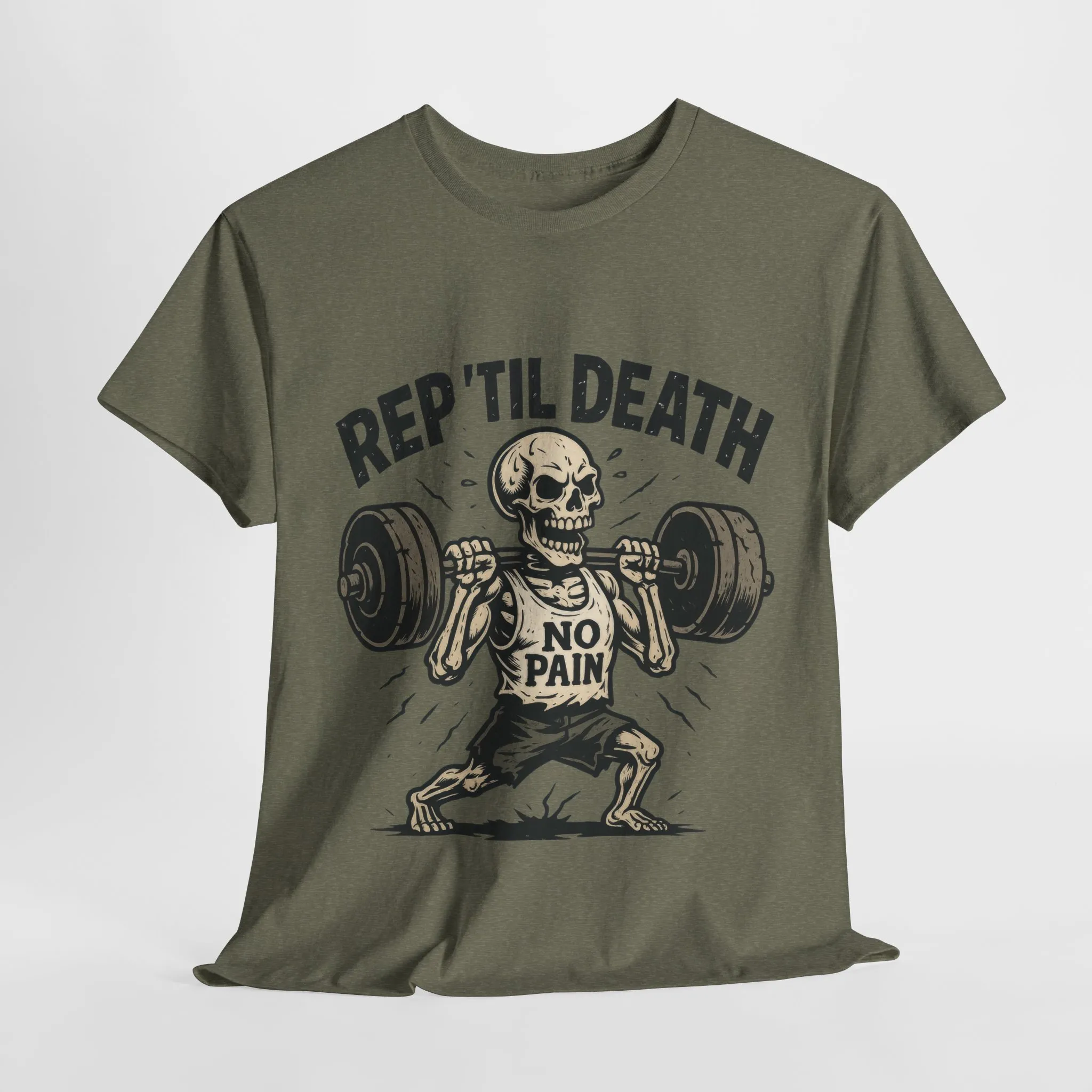 Mens Hardcore Fitness Shirt, No Pain Skeleton Workout Tee, Shirt for Fitness Lovers, Humor Gift for Bodybuilders, Rep Til Death Workout Tee - Image 10