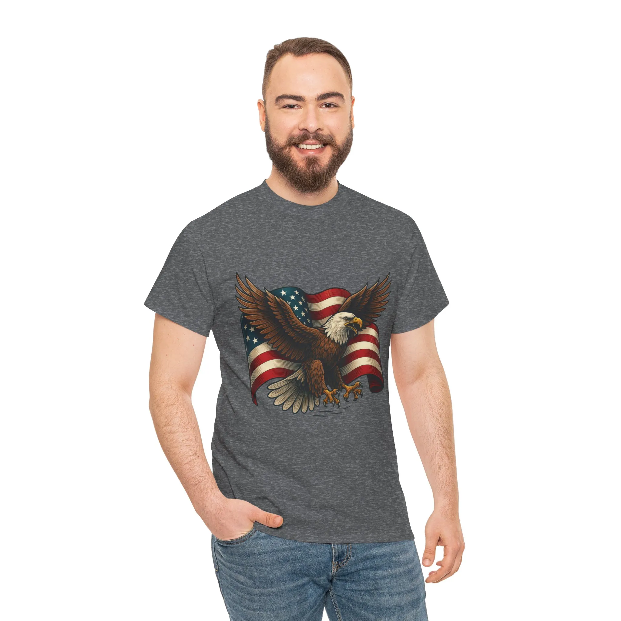 American Eagle Graphic Tee, Patriotic T-Shirt, Fourth of July Apparel, Eagle Love Shirt, Unisex Heavy Cotton Tee - Image 18