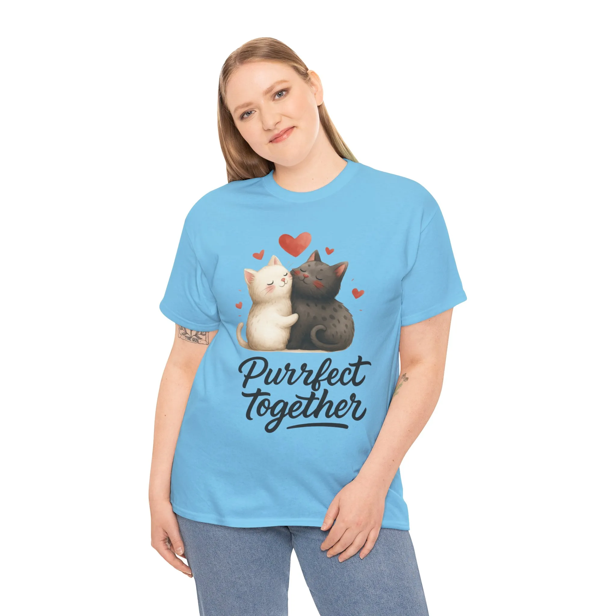 Purrfect Together Cat Tee, Cute Cat Lovers Gift, Funny Animal T-Shirt, Unisex Cotton Graphic Tee, Perfect for Valentine's Day, Pet [...] - Image 33