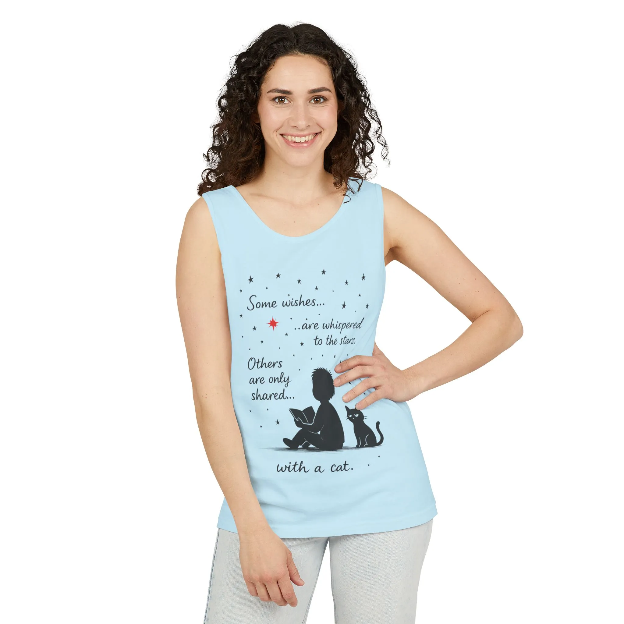 Whimsical Cat Lover's Tank Top, Inspirational Quote Top, Womens Garment-Dyed Summer Shirt, Gifts for Cat Moms, Casual Wear, Pet [...] - Image 18