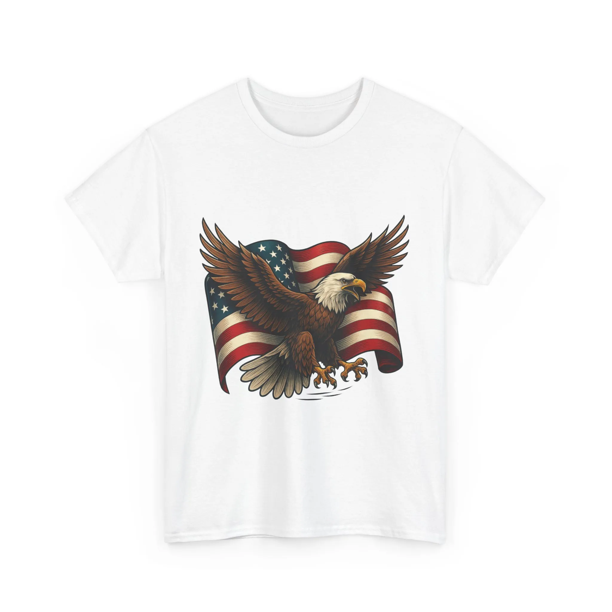 American Eagle Graphic Tee, Patriotic T-Shirt, Fourth of July Apparel, Eagle Love Shirt, Unisex Heavy Cotton Tee - Image 3