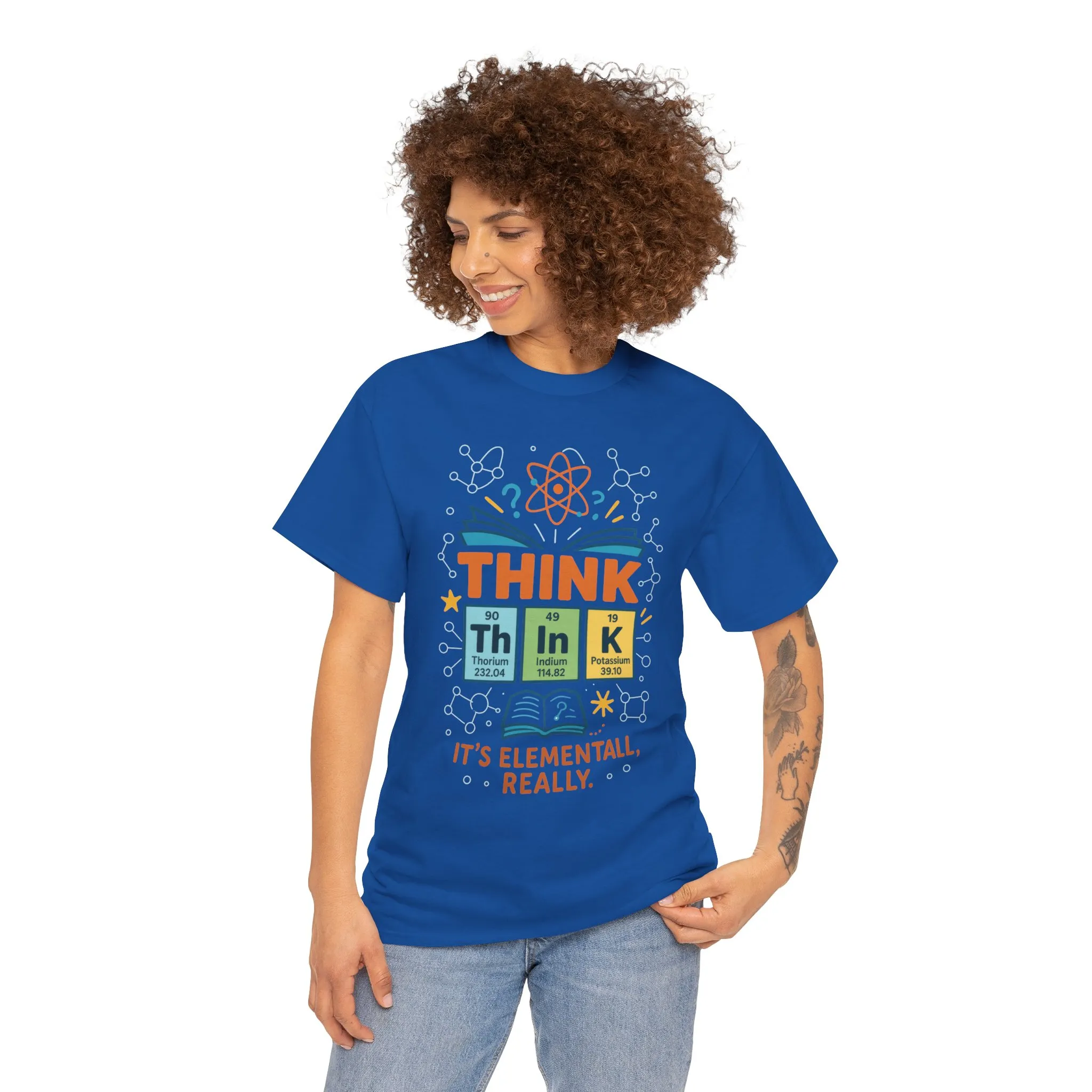 Smart Womens Science T-Shirt, THINK Periodic Table Tee, Funny Elemental Nerd Gift for Her, Graphic Tee for Science Lovers - Image 14