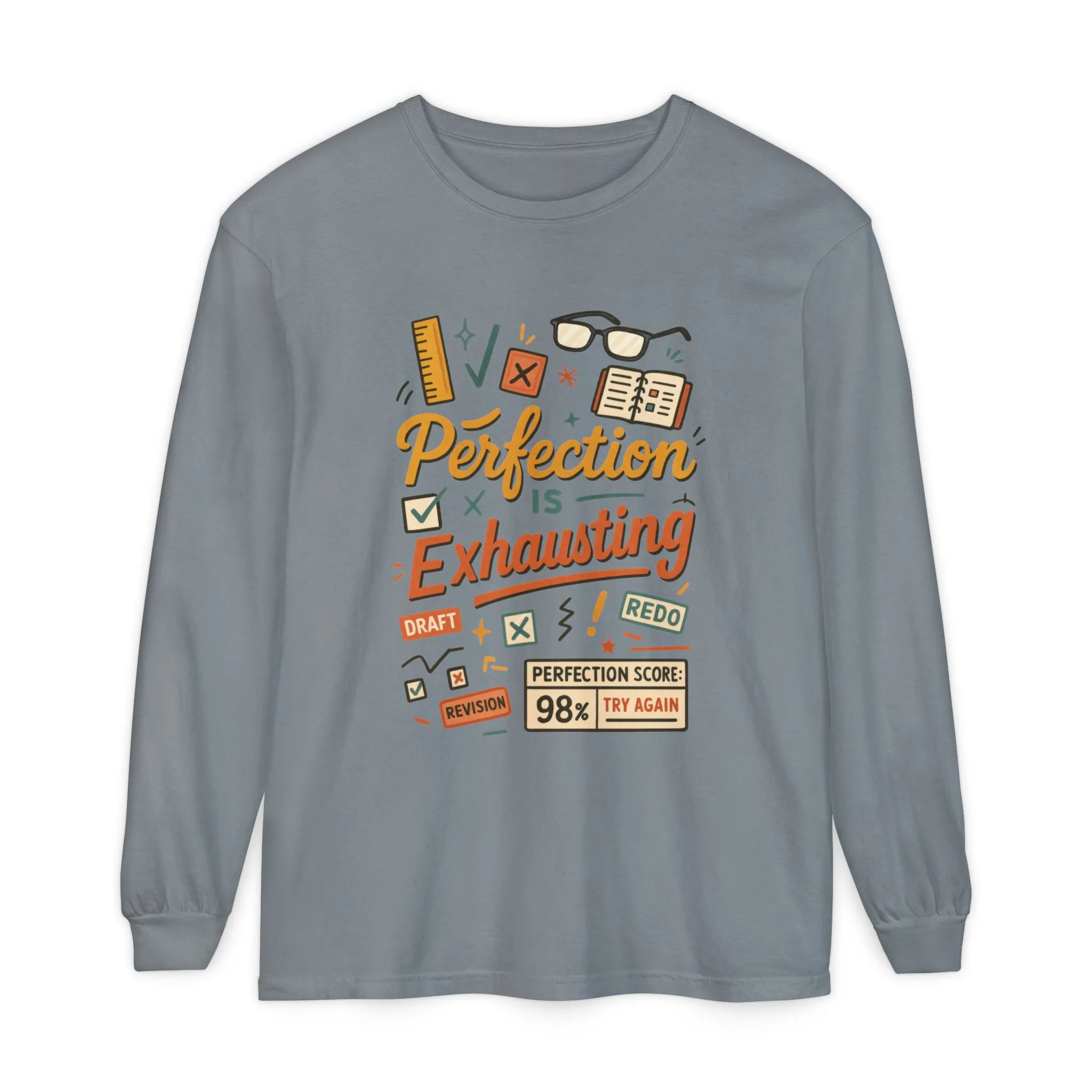 Stress Relief Long Sleeve Tee, Perfect for Perfectionists, Humorous Gift, Back-to-School, Gift for Graduates, Motivational Apparel - Image 15