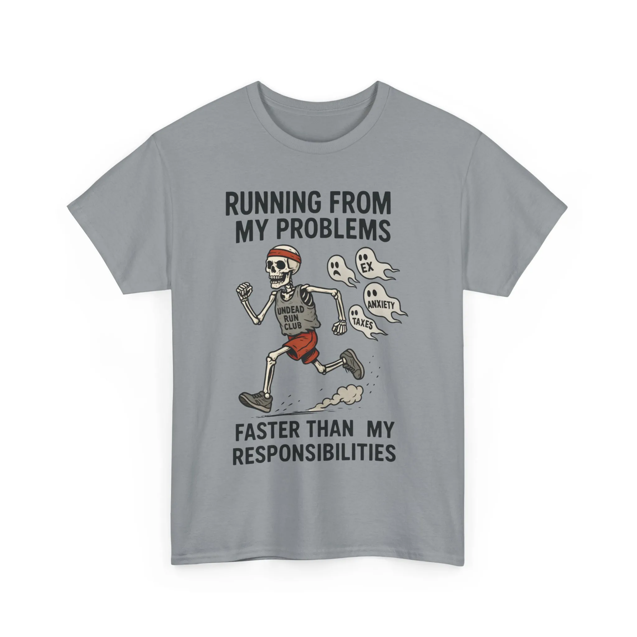 Skeleton Runner Tee for Men, Undead Jogging Club Shirt, Halloween T-Shirt, Gift for Runners, Anxiety Humor Gift - Image 2