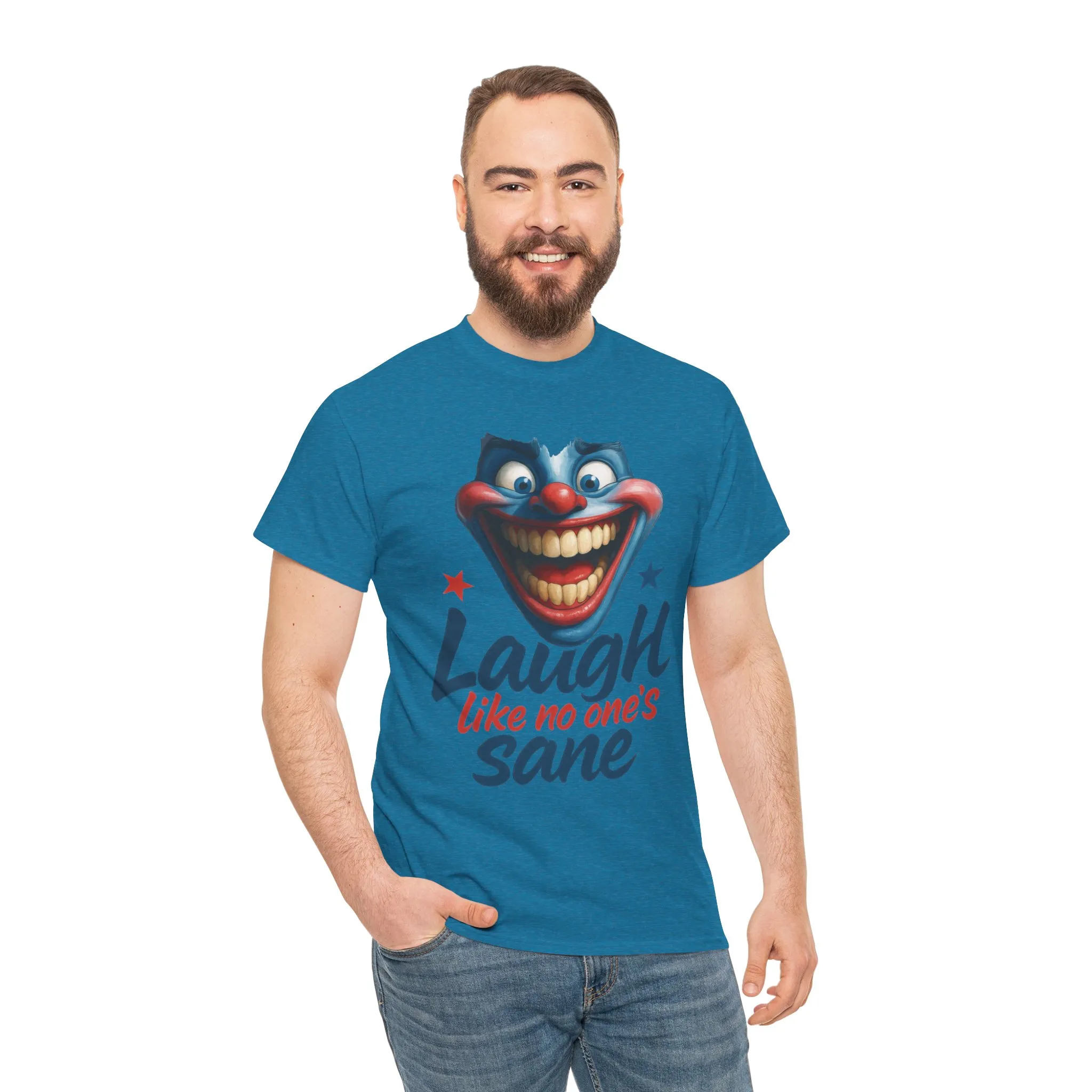 Funny Clown Face Unisex Heavy Cotton Tee, Creepy Clown Face T-Shirt, Humor T-Shirt,Clown Theme Shirt, Funny Horror Graphic Tee - Image 36