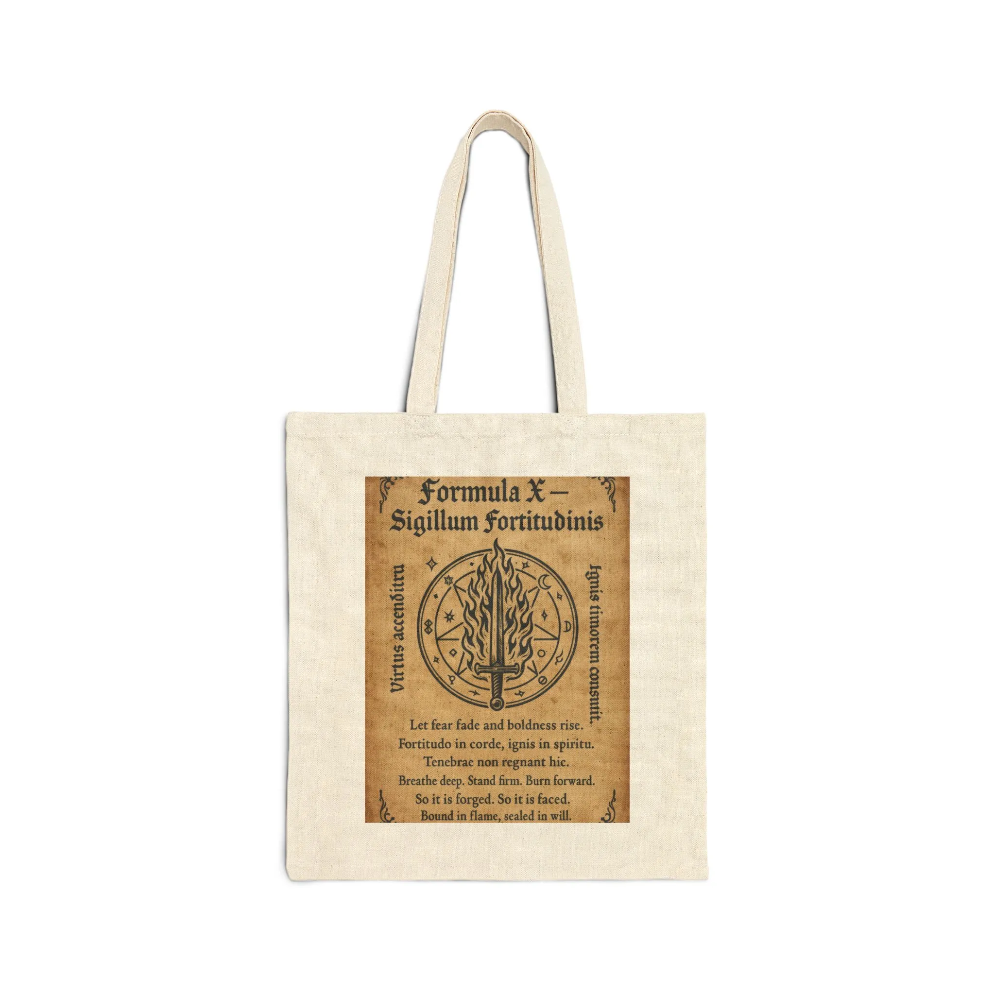 Sigil of Strength Tote Bag, Courage & Flame Symbol, Mystic Sword Ward, Witchy Canvas Bag, Fire Spell Art, Witchy Decor, Mystical Sigil Tote - Image 2