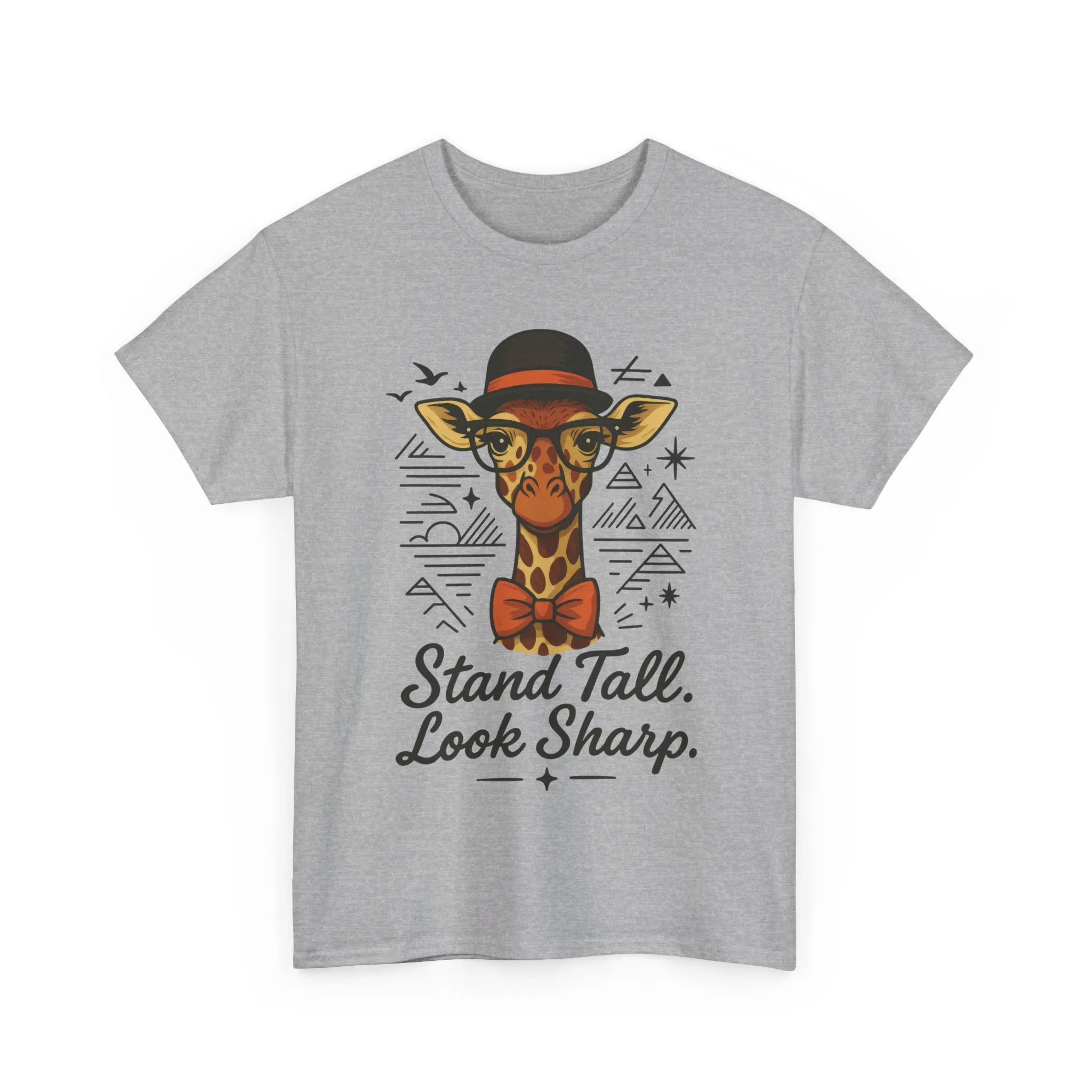 Hipster Giraffe T-Shirt with Hat and Glasses, Whimsical Giraffe Tee, Fun Gift, Cute Graphic Shirt, Unisex Heavy Cotton Tee - Image 9