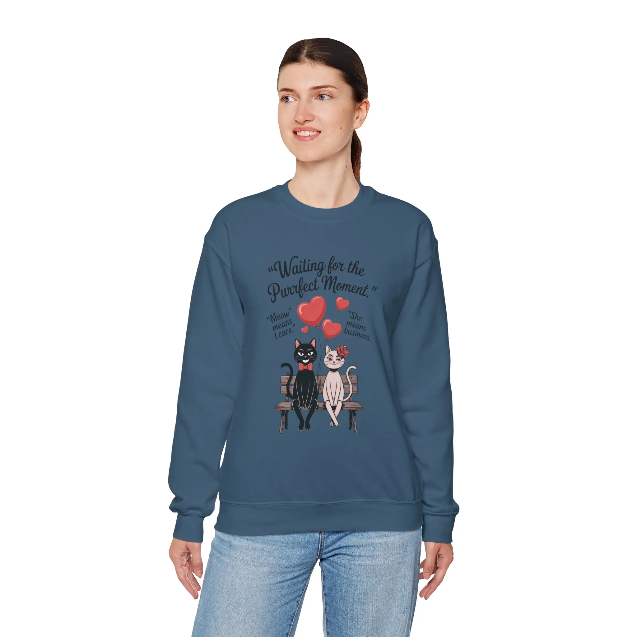 Cute Cat Lovers Womens Sweatshirt, Cozy Gift for Pet Owners, Perfect for Valentine's Day, Animal Lover Apparel, Relaxed Love Sweatshirt - Image 21