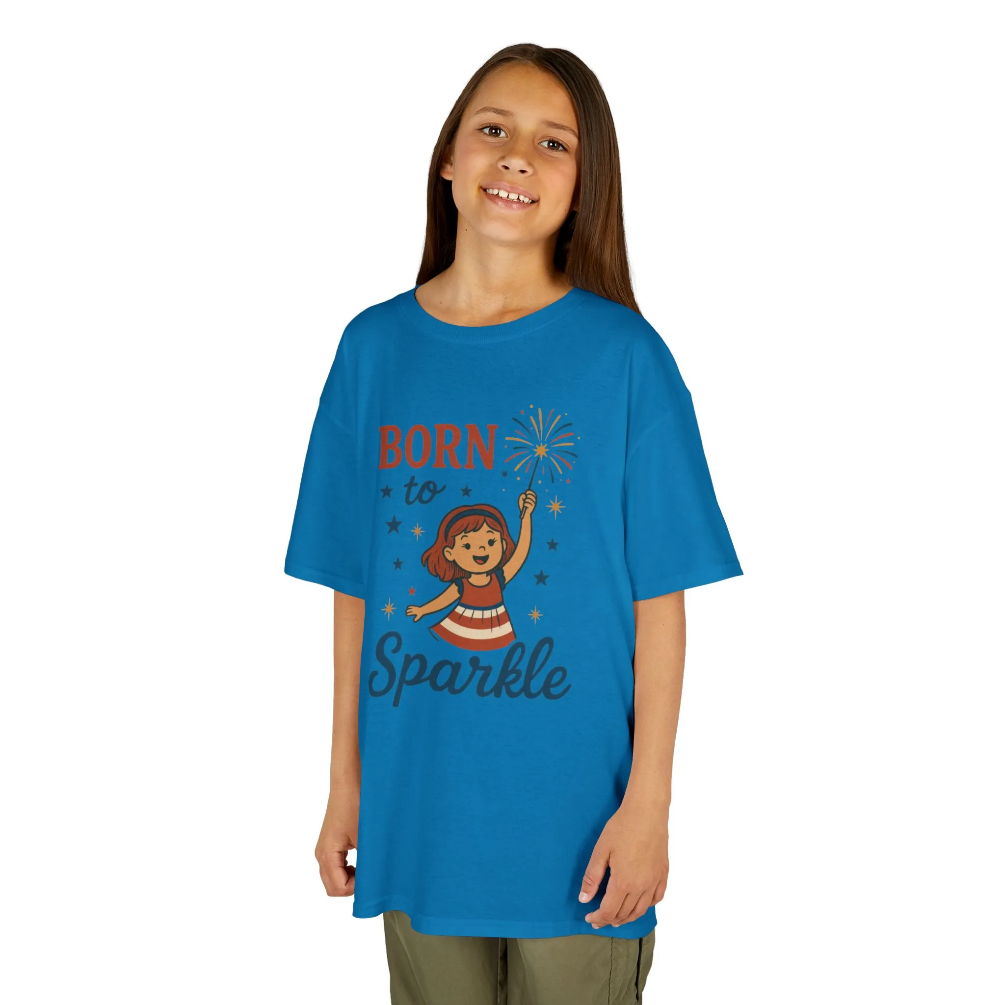 4th of July Shirt for Girls, Born to Sparkle Tee For Kids, Patriotic Fireworks Youth T-Shirt, Independence Day Outfit for Tween Girls - Image 14