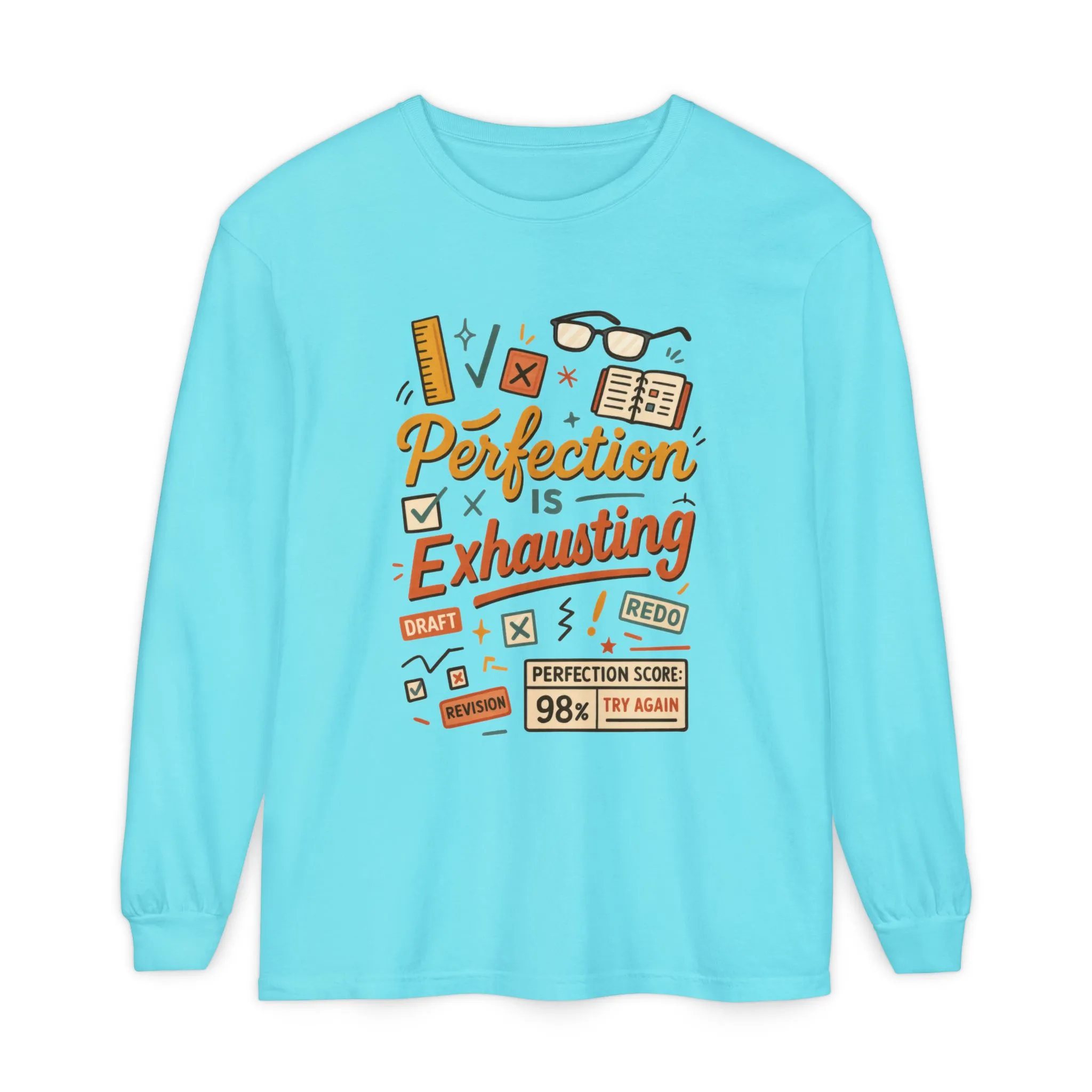 Stress Relief Long Sleeve Tee, Perfect for Perfectionists, Humorous Gift, Back-to-School, Gift for Graduates, Motivational Apparel - Image 35