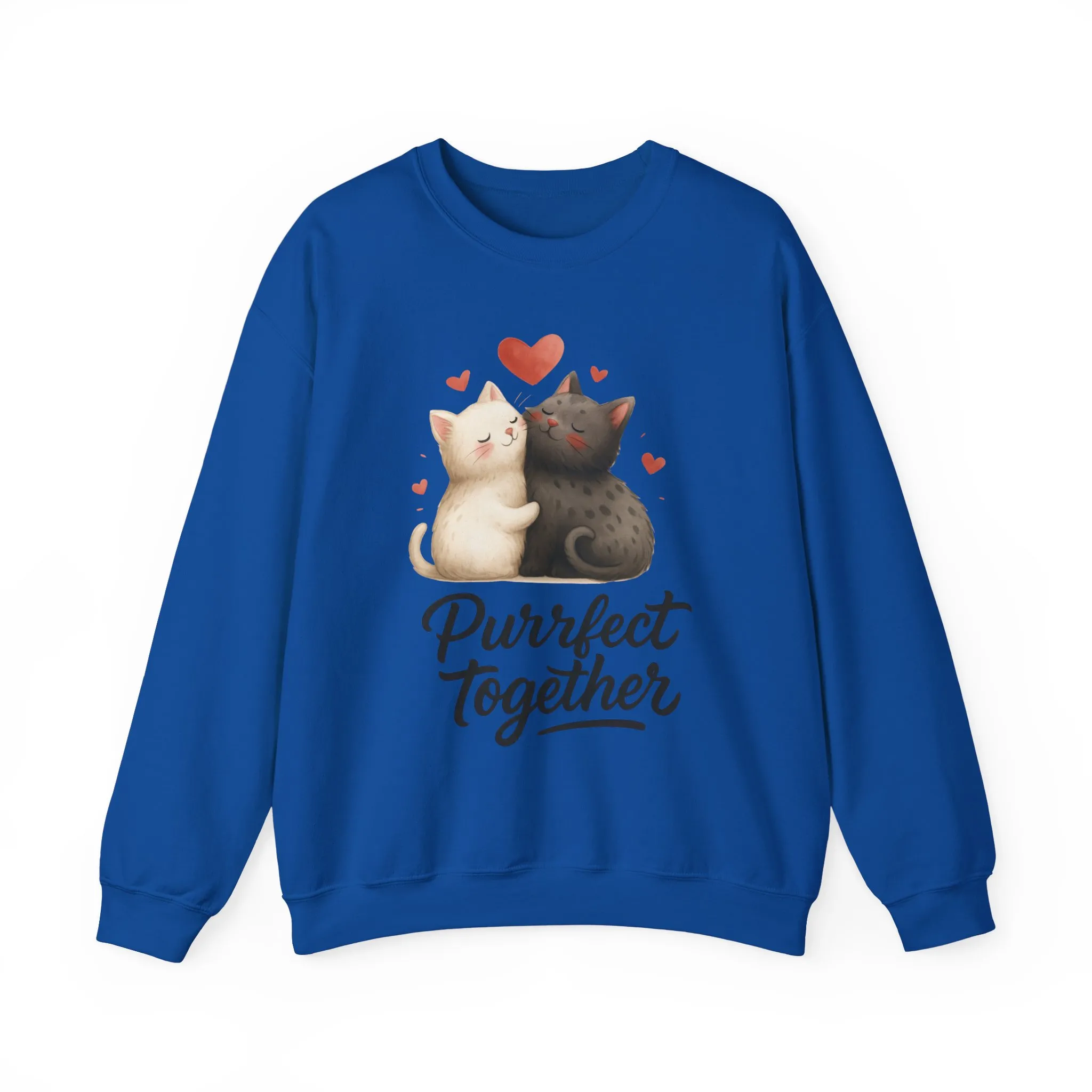 Cute Cat Couple Womens Sweatshirt, Purrfect Together Sweater, Gift for Cat Lovers, Cozy Crewneck for Valentine's Day, Animal Lover Apparel - Image 19