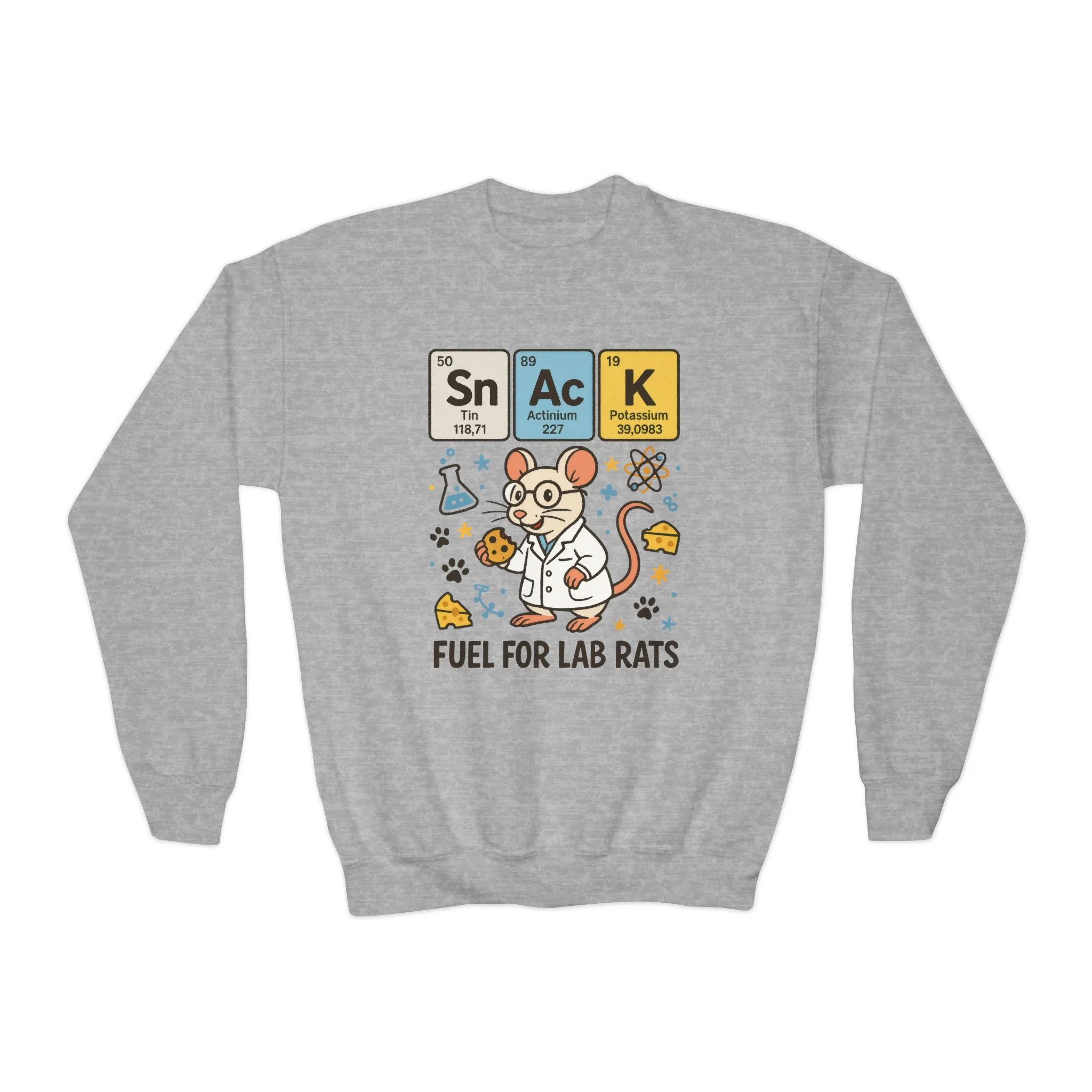 Youth Crewneck Sweatshirt - Fuel for Lab Rats, Cute Science Gift, Adorable Sweatshirt for Kids, Science Enthusiasts, Lab Rat Love - Image 7
