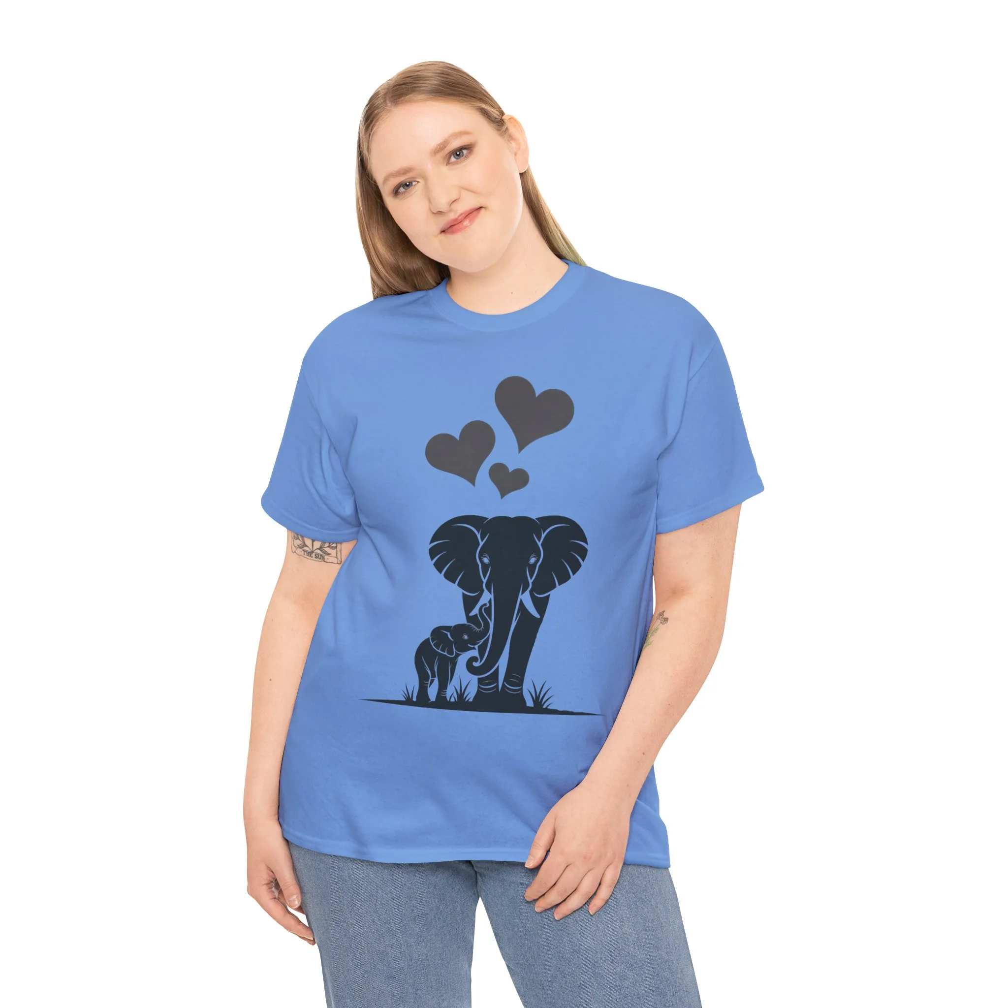 Elephant Mom and Baby T-Shirt, Elephant Love Cotton Tee, Cute Animal Shirt, Animal Lover Gift, Cute Minimalist Elephant Design - Image 12