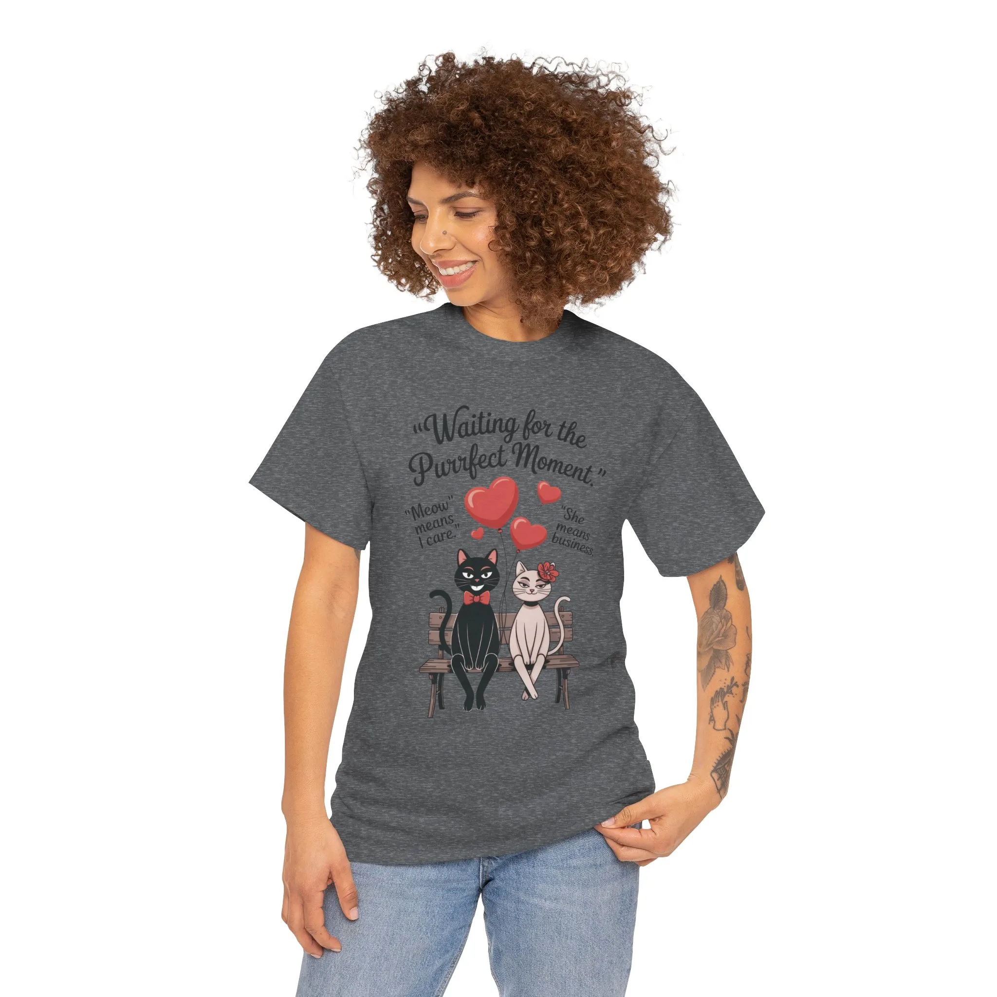 Cute Cat Lovers Tee, Unisex Heavy Cotton Tee for Pet Owners, Funny Cat Shirt, Gift for Cat Lovers, Casual T-Shirt, Animal Art Tee - Image 8