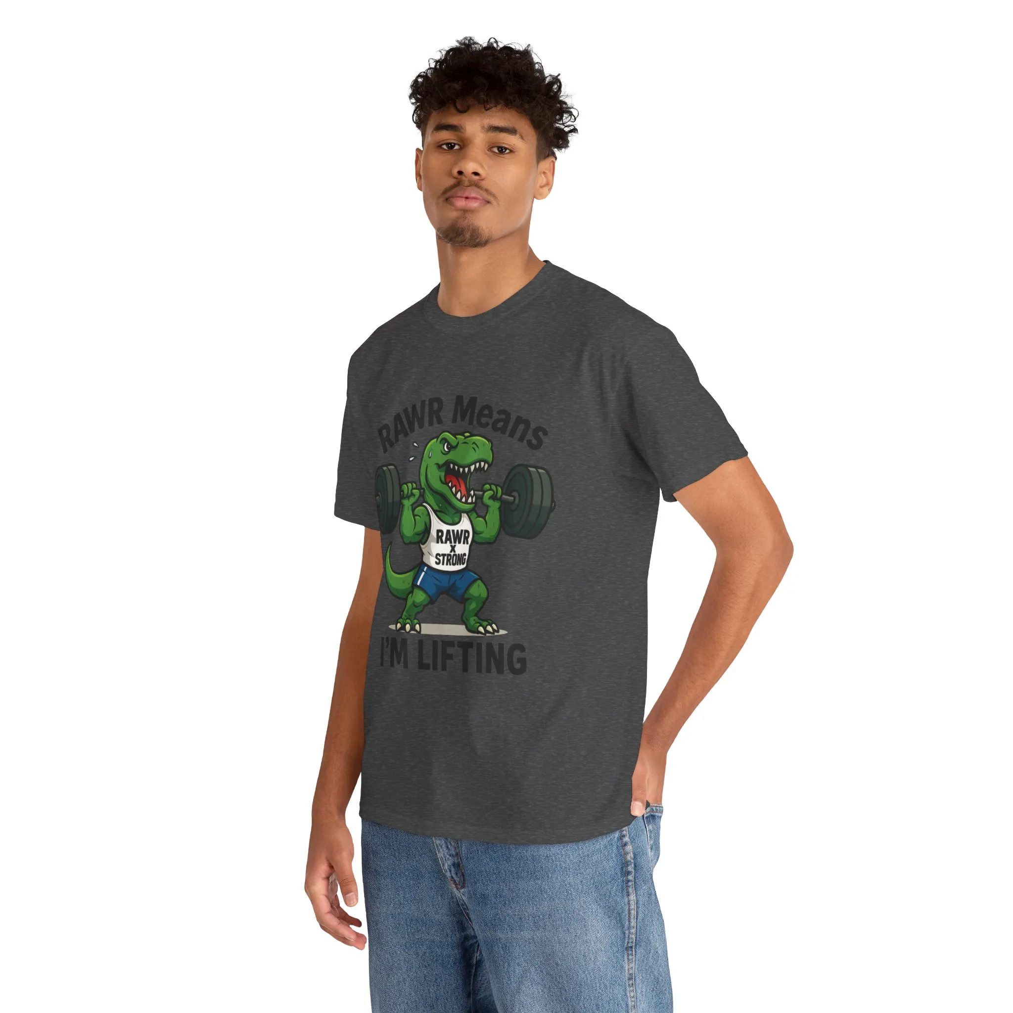 RAWR Gym Shirt for Men, Funny Dinosaur Lifting Tee, Workout Dino Fitness Gift, Barbell Humor Shirt, Motivational T-Shirt, Activewear - Image 14