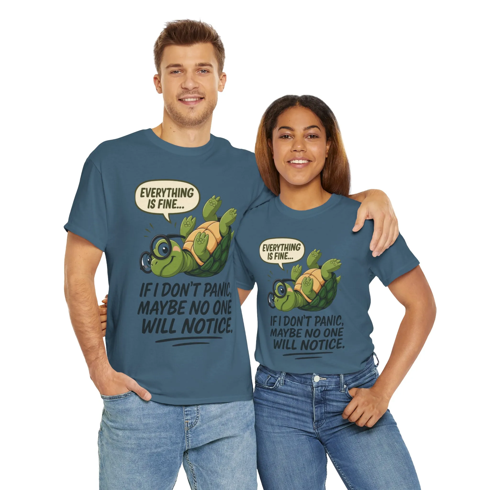 Everything is Fine Turtle Tee, Funny Unisex Cotton Tee, Cute Animal Shirt, Social Anxiety Joke, Great for Humor, Positive message t-shirt - Image 18