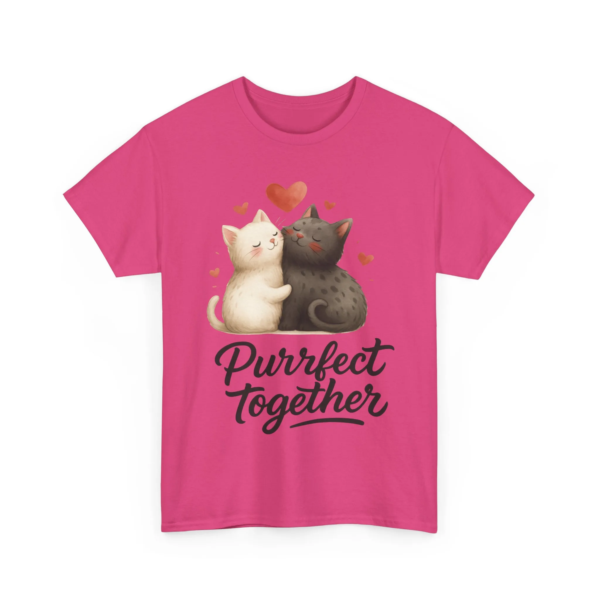 Purrfect Together Cat Tee, Cute Cat Lovers Gift, Funny Animal T-Shirt, Unisex Cotton Graphic Tee, Perfect for Valentine's Day, Pet [...] - Image 25