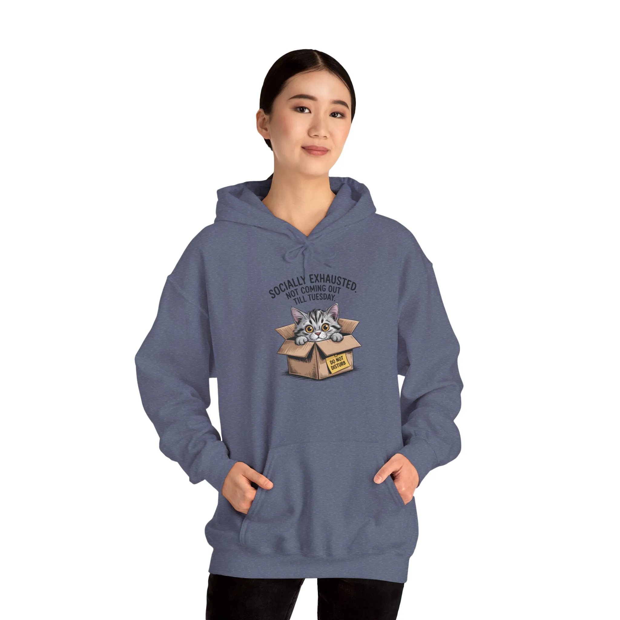 Socially Exhausted Cat Hoodie - Cozy Sweatshirt for Cat Lovers, Funny Gift, Casual Wear, Unique Animal Apparel, Perfect for Relaxing Days - Image 51