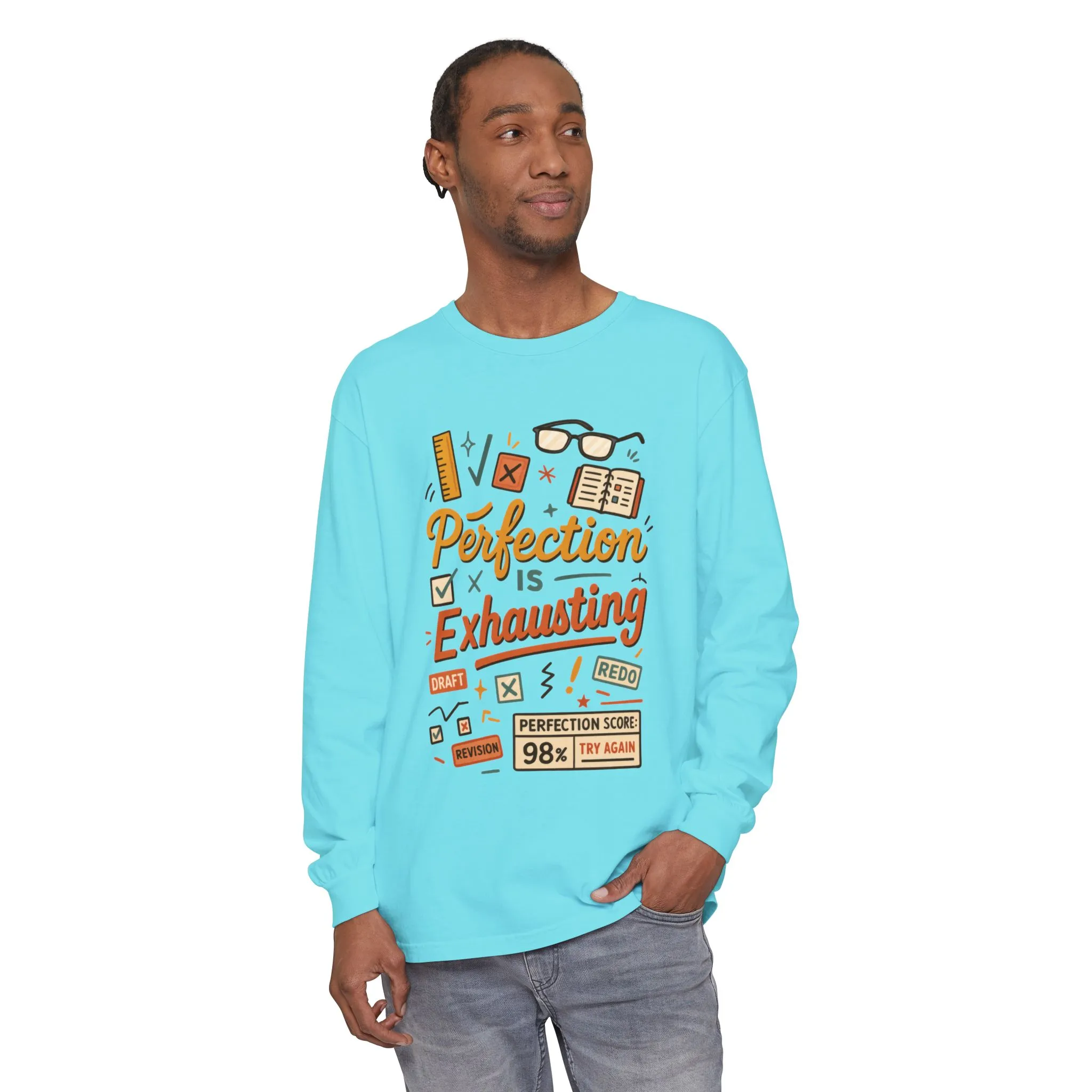 Stress Relief Long Sleeve Tee, Perfect for Perfectionists, Humorous Gift, Back-to-School, Gift for Graduates, Motivational Apparel - Image 36