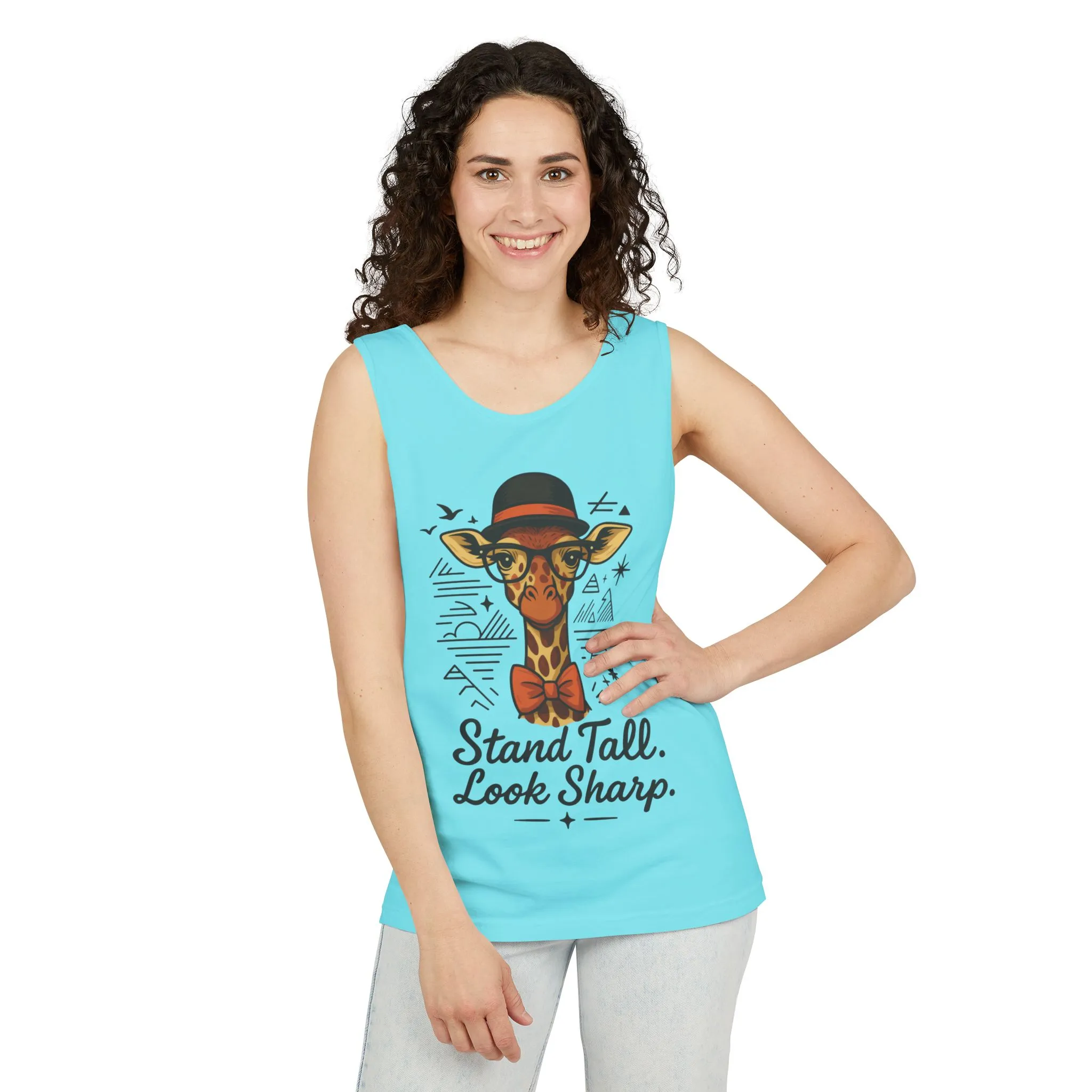 Giraffe Inspirational Tank Top, Stand Tall Look Sharp Shirt, Unisex Summer Apparel, Cute Animal Gift, Zoo Lover's Fashion - Image 41