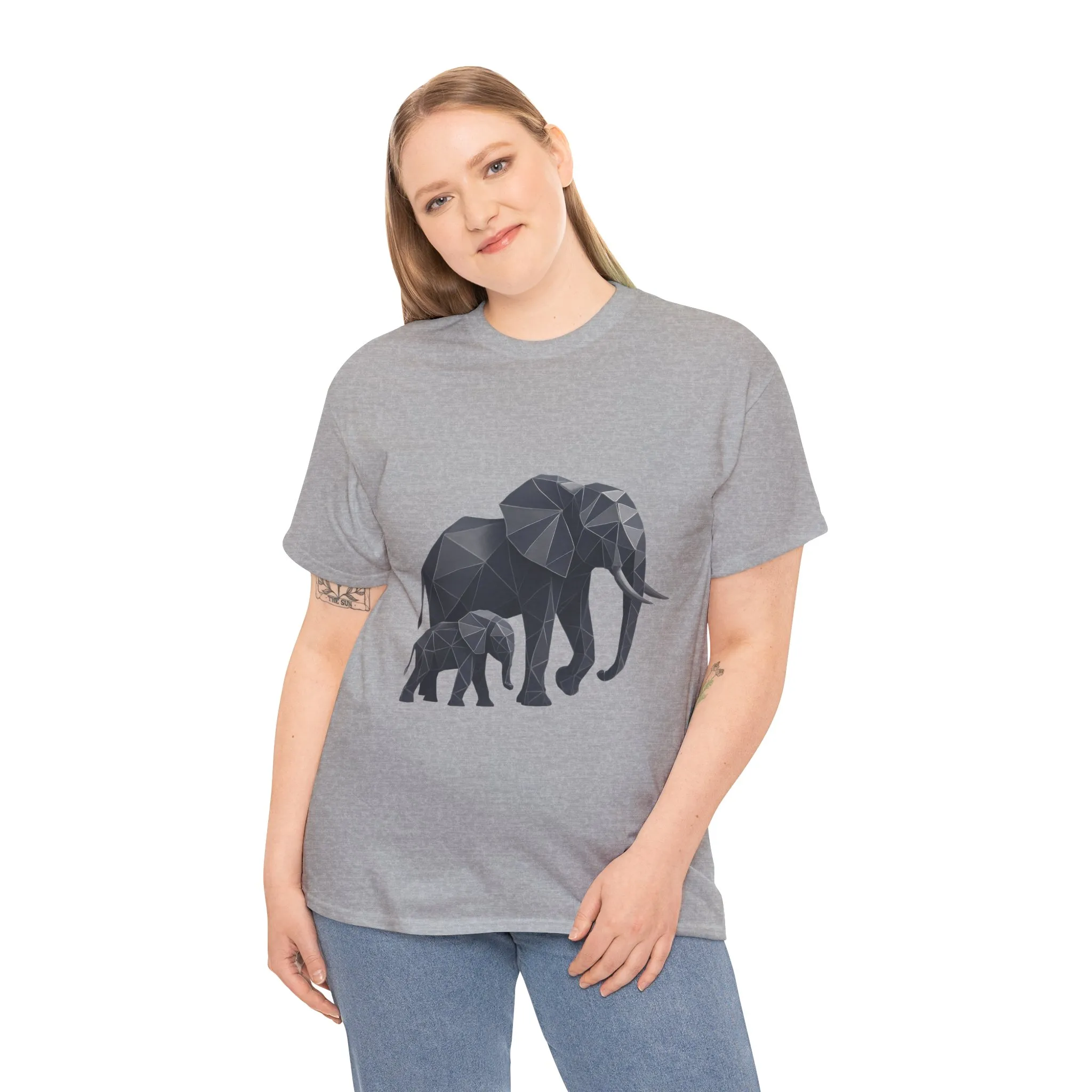 Geometric Elephant Tee - Minimalist Art Shirt, Nature Lover Gift, Animal Print T-Shirt, Unisex Cotton Tee, Eco-Friendly Wear - Image 12