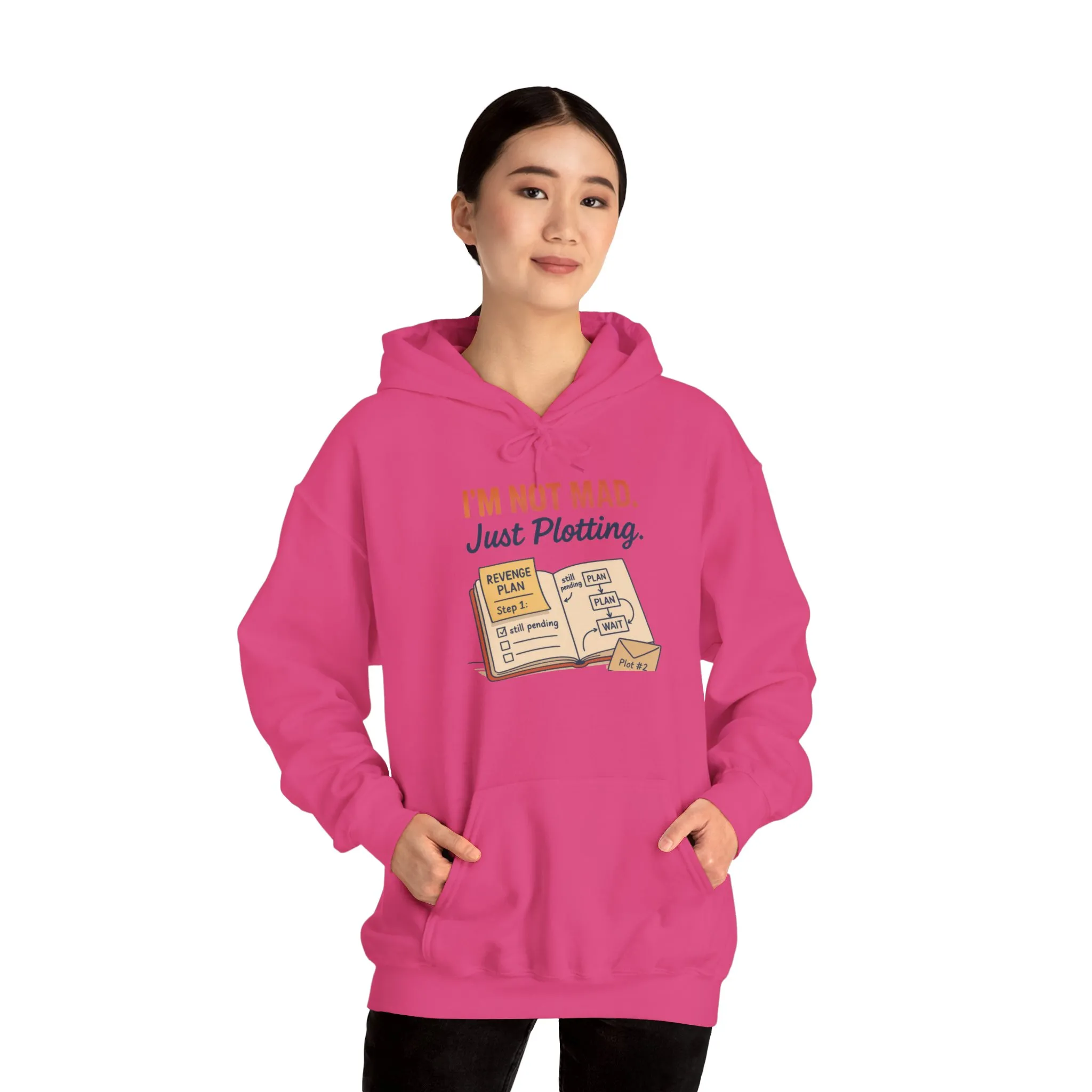 Sarcastic Womens Hoodie, Im Not Mad Just Plotting, Funny Passive Aggressive Sweatshirt Gift, Plotting Humor Hooded Womens Sweatshirt - Image 29