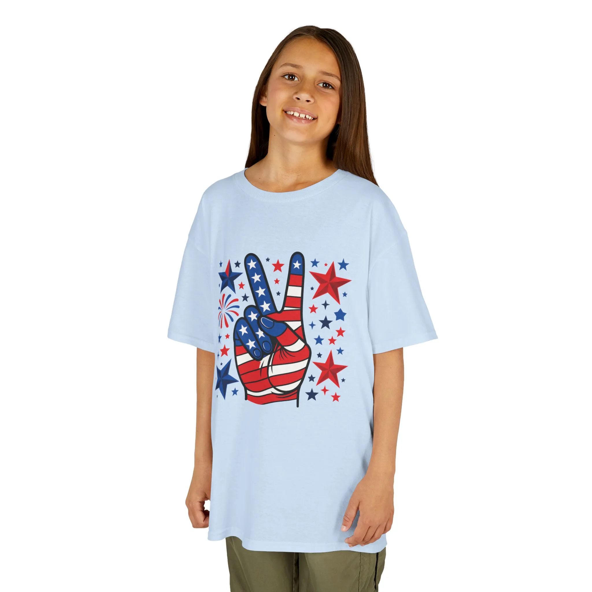 Kids Peace Sign Tee, Patriotic Children's T-Shirt, Americana Style Tee, July 4th Outfit, Independence Day Gift, Star-Spangled Shirt - Image 14