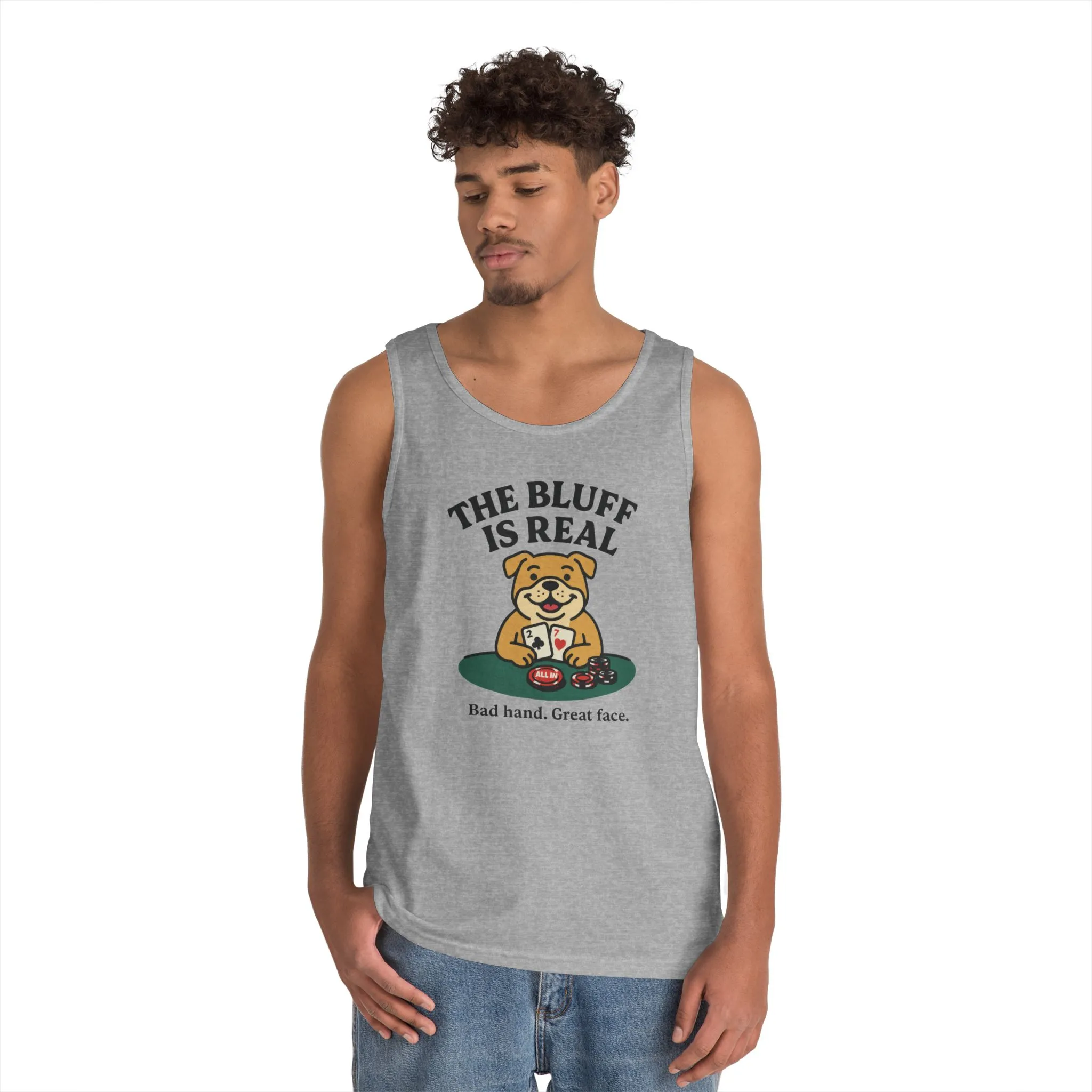 Funny Dog Poker Tank Top, The Bluff is Real Tee, Animal Lover Gift, Unisex Casino Humor Gift, Poker Night Apparel, Cute Pet Humor T-Shirt - Image 9