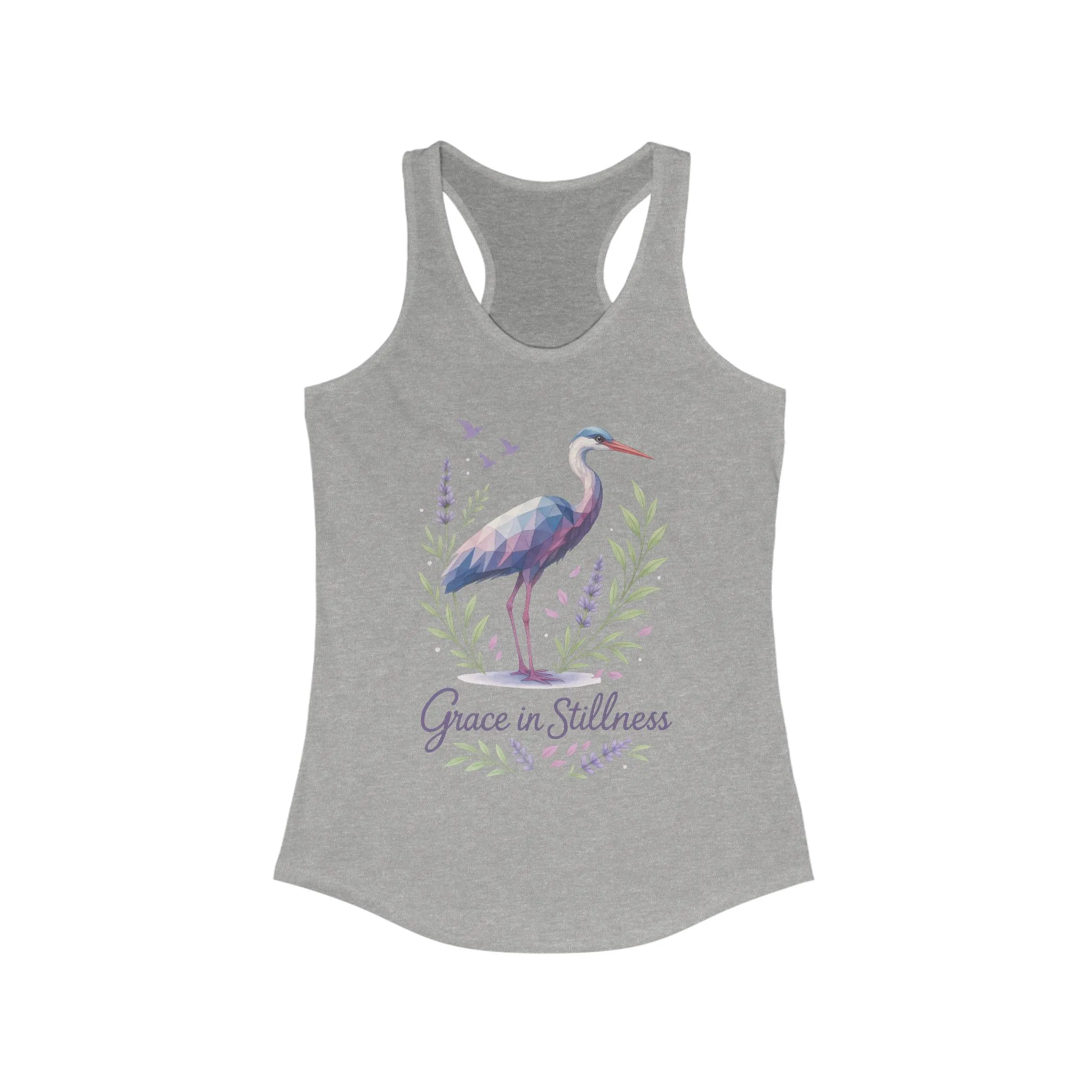 Polygonal Heron Graphic Tank, Women's Artistic Bird Summer Top, Geometric Crane, Bird Lovers Gift, Yoga Shirt, Fitness Apparel, Casual Wear - Image 5