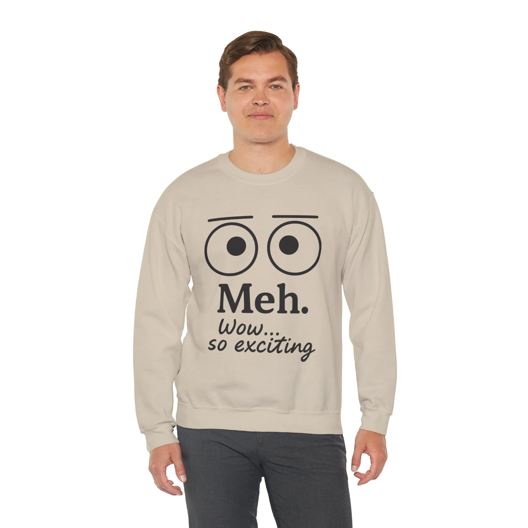 Mens Heavy Blend Crewneck with 'Meh' Design, Comfortable Apparel for Everyday Wear, Perfect for Relaxing - Image 6