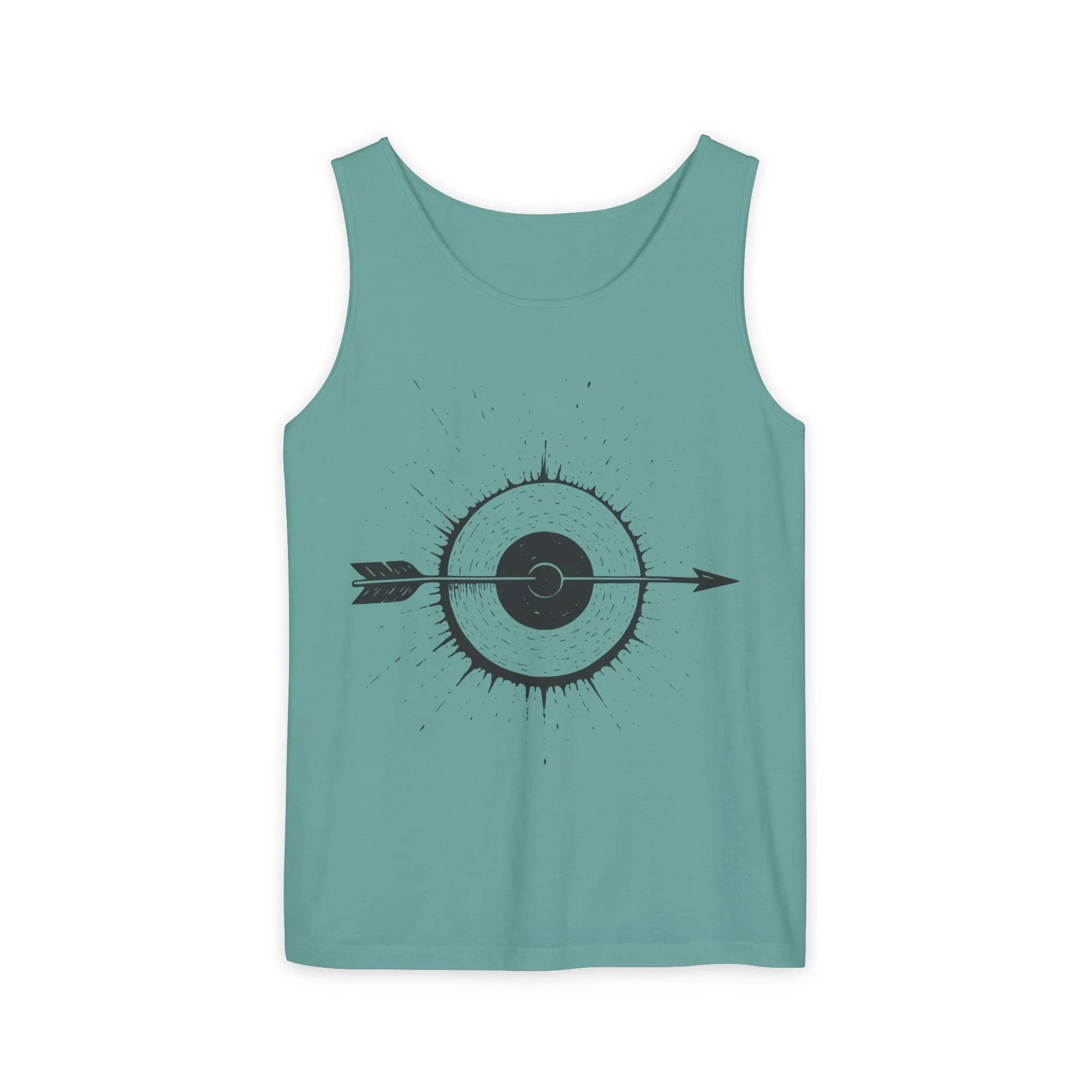 Mens Garment-Dyed Tank Top with Target Arrow Design, Casual Wear, Summer Essentials, Gym Wear, Gifts for Archery Lovers - Image 13