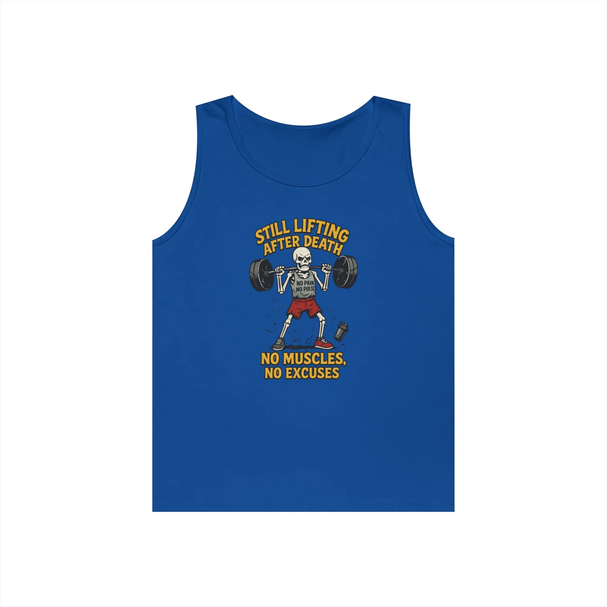 Funny Skeleton Gym Tank Top, Still Lifting After Death, Funny Workout Tee for Men, Fitness Gift, Halloween Apparel, Unisex Cotton Tank Top - Image 10