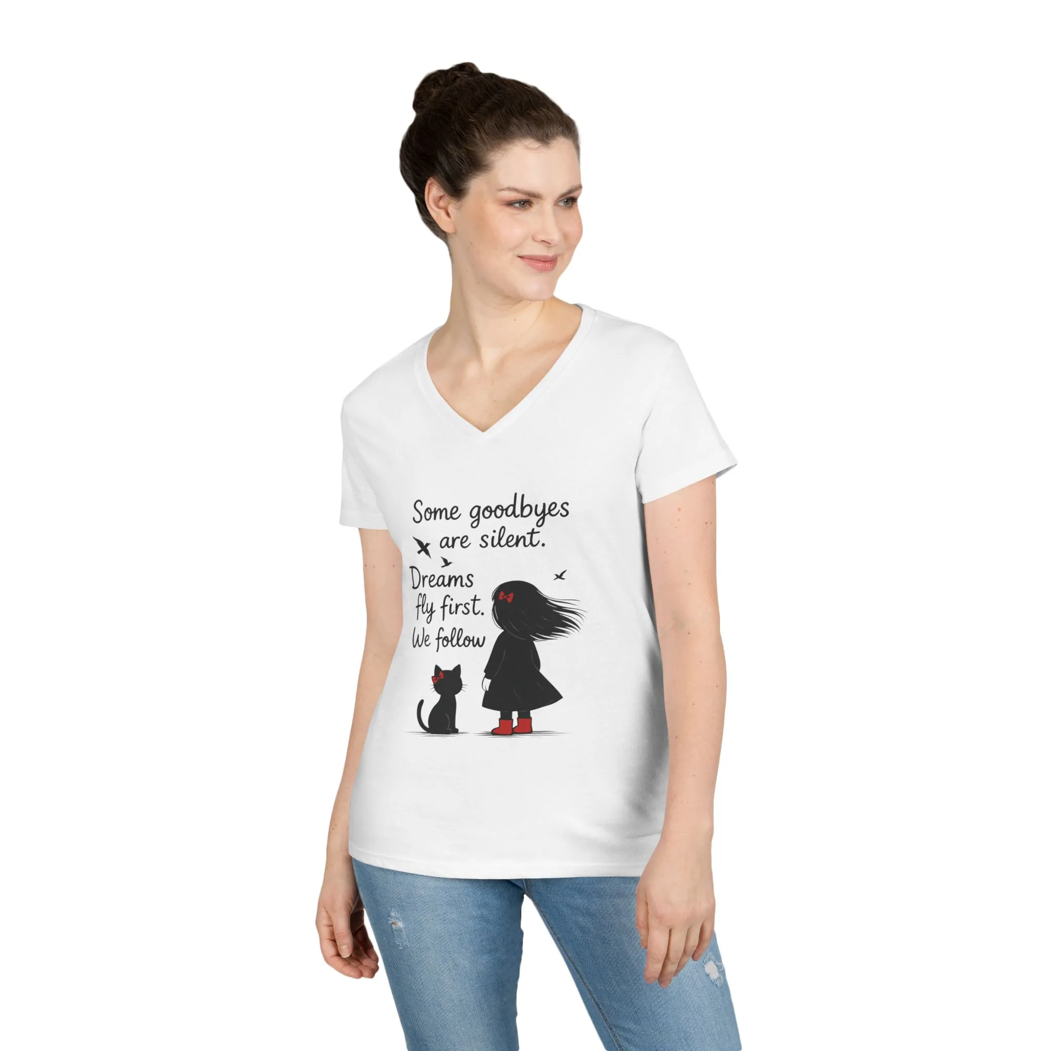 Inspirational V-Neck T-Shirt for Dreamers, Motivational Tee for Women, Gift for Friends, Stylish Graphic Top, Casual Everyday Wear - Image 3